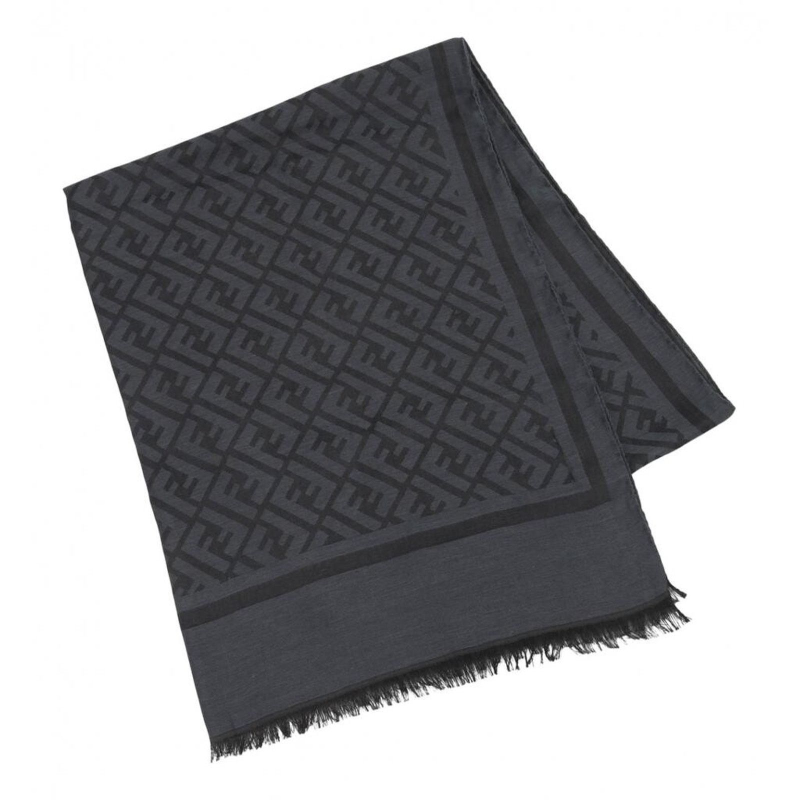 Fendi Fendi Monogram Logo Silk Fringe Hem Wrap Shawl Stole Scarf Size ONE SIZE - 5 Thumbnail