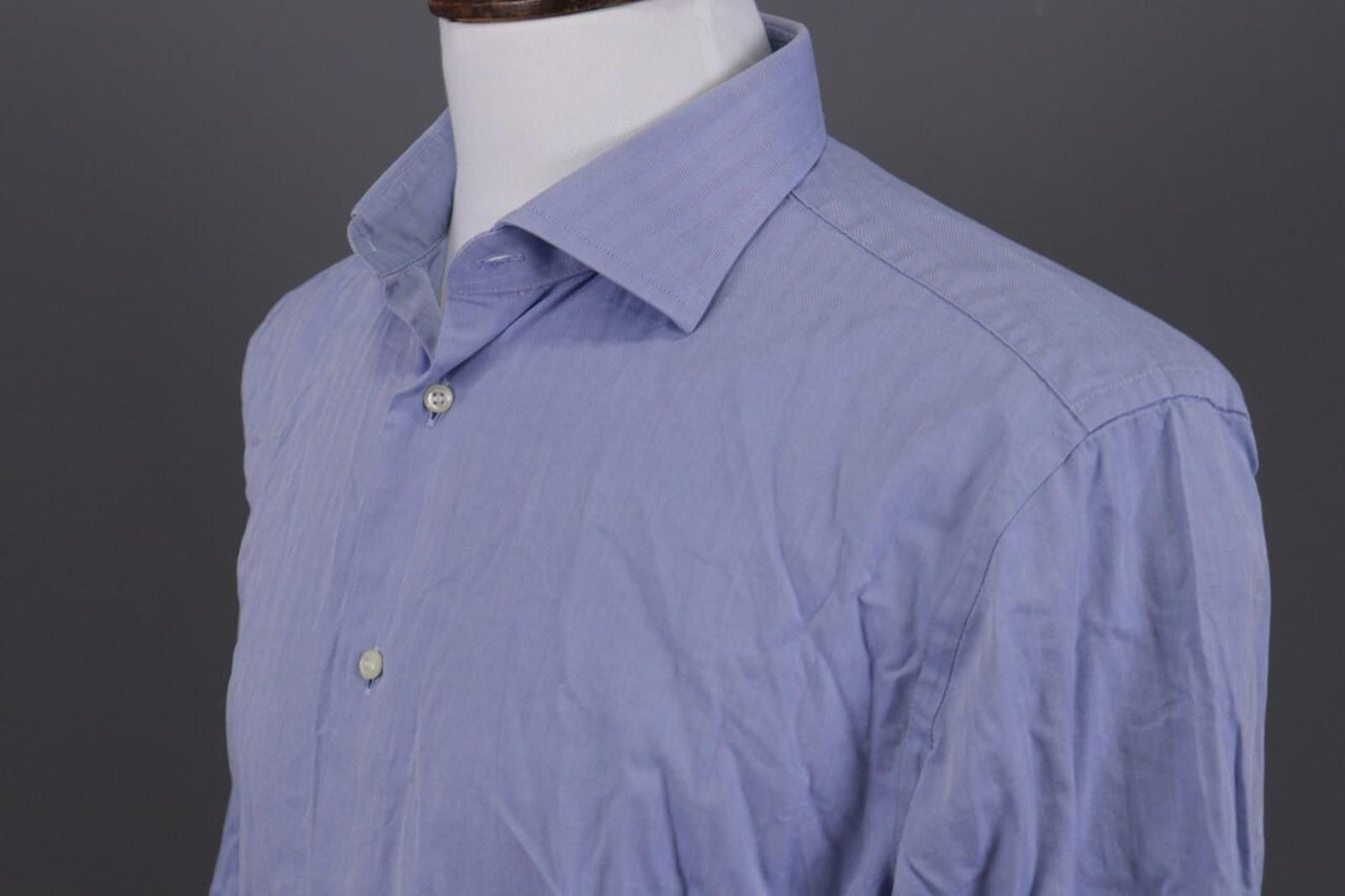 Designer Boggi Milano Slim Fit Blue Button Down Shirt 44 / 17 1/2 Size US M / EU 48-50 / 2 - 8 Thumbnail