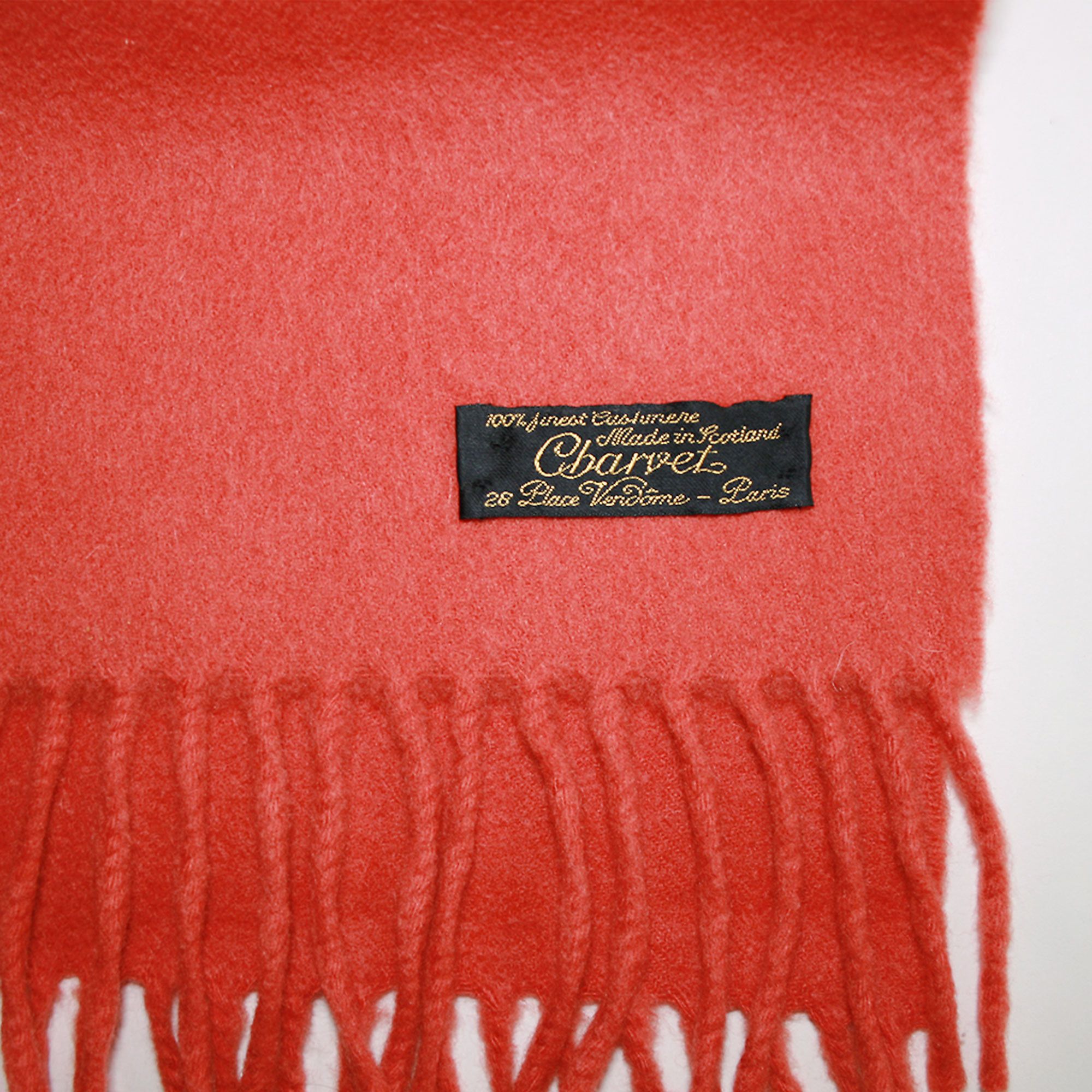 Charvet Charvet Paris 100% Cashmere Scarf Orange Made in Scotland Size ONE SIZE - 3 Thumbnail