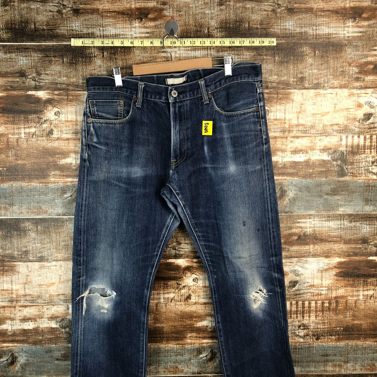 Japanese Brand Uniqlo japan Blue Distressed ripped Denim Pants #A1411 Size US 36 / EU 52 - 2 Thumbnail