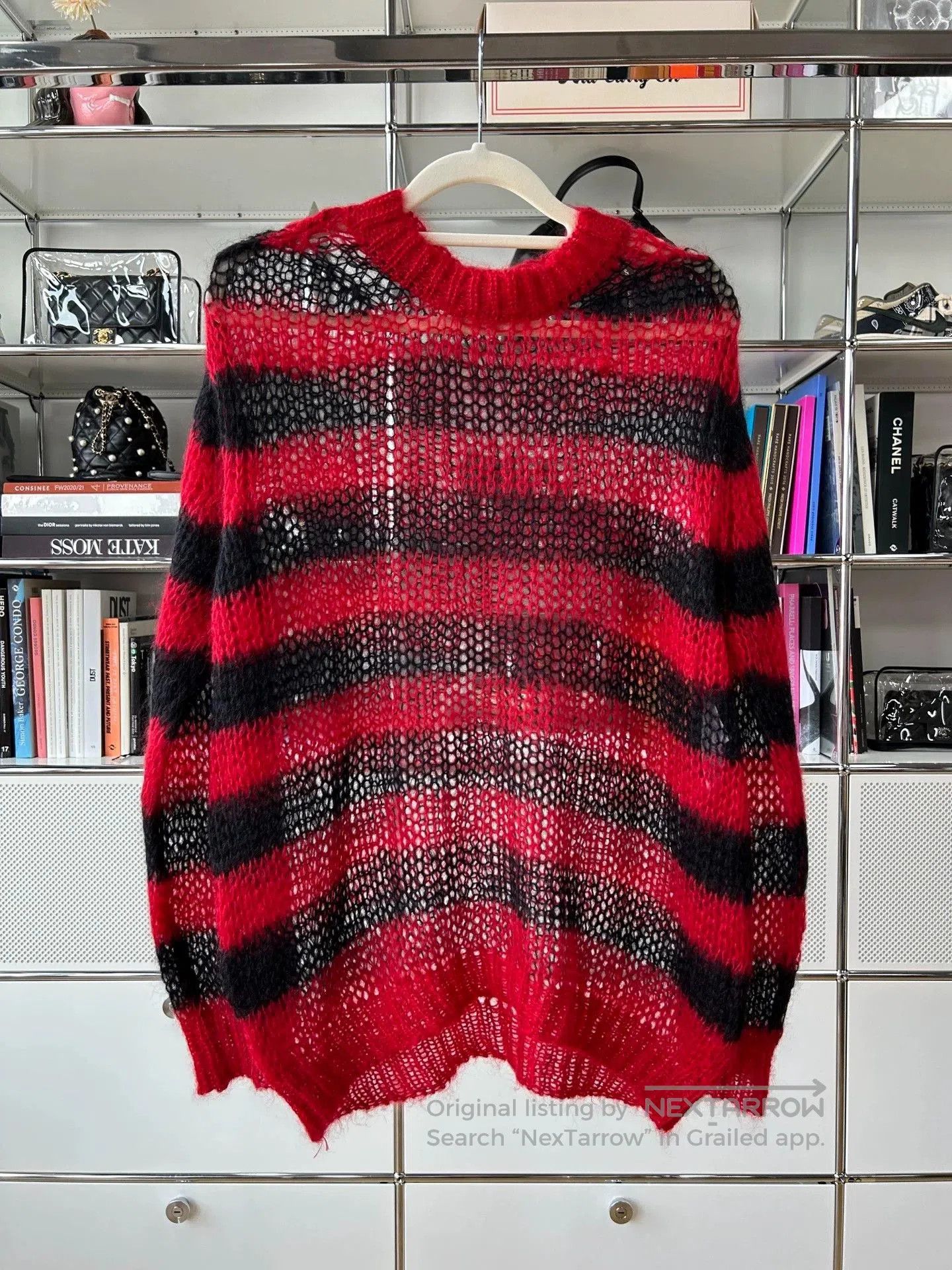 Dior dior red black striped mohair knit top. Size US S / EU 44-46 / 1 - 2 Thumbnail