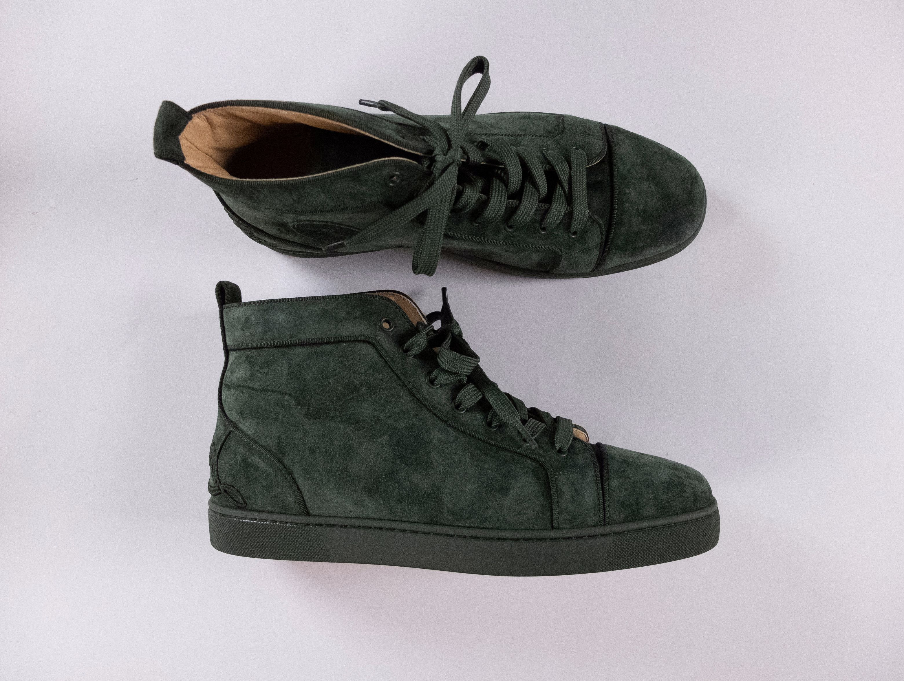 Christian Louboutin CHRISTIAN LOUBOUTIN Fun Louis green high suede sneakers 45 Size US 12 / EU 45 - 3 Thumbnail