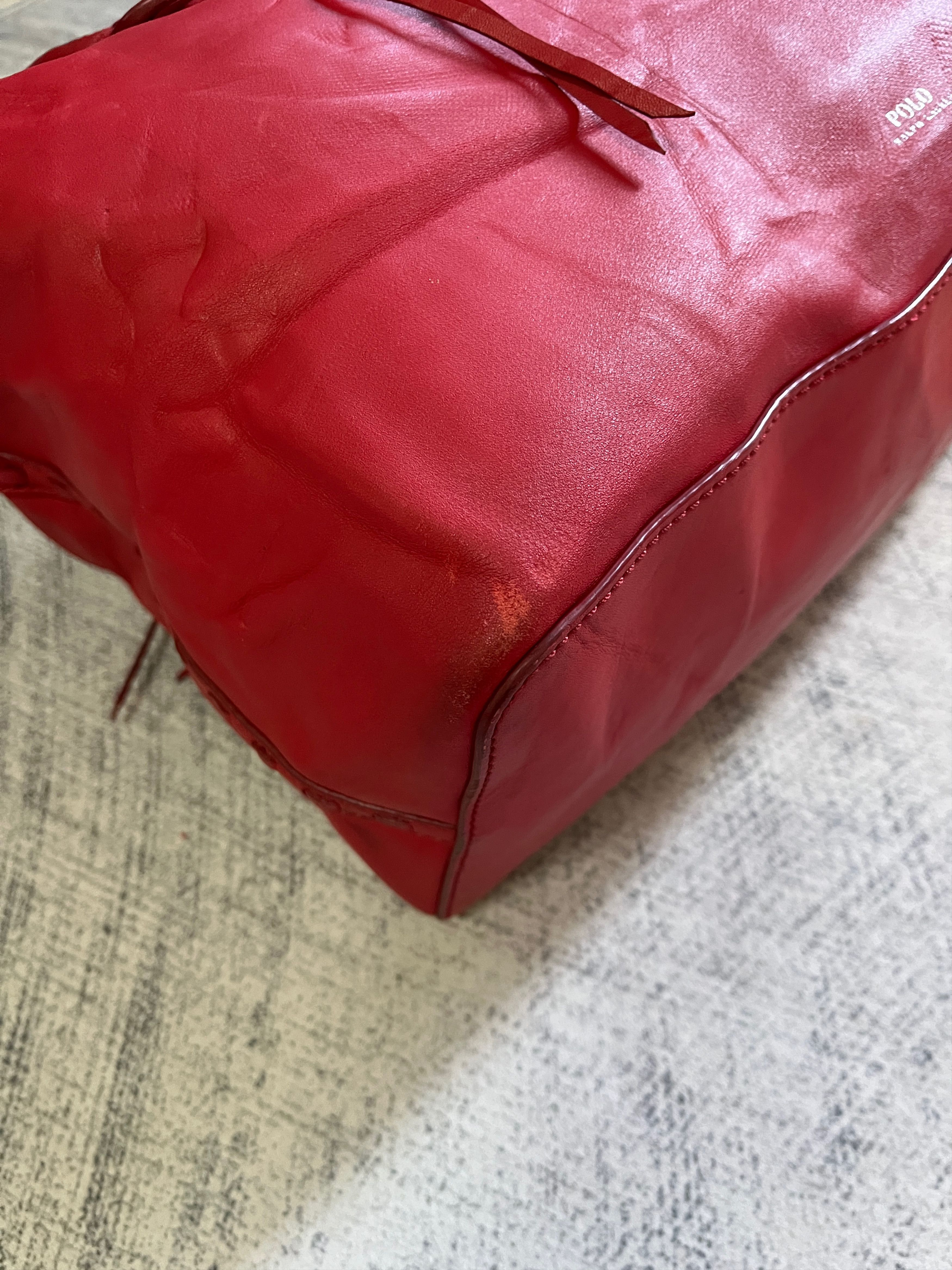 Polo Ralph Lauren Polo RL Full Leather in Red Tote Shoulder Bag Size ONE SIZE - 11 Thumbnail