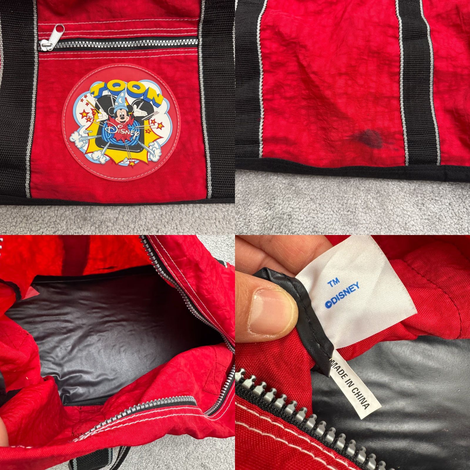 Disney VINTAGE Disney Mickey Mouse Duffle Bag Large Red Black Retro Y2K Travel Gym Unisex Adults Size ONE SIZE - 8 Thumbnail