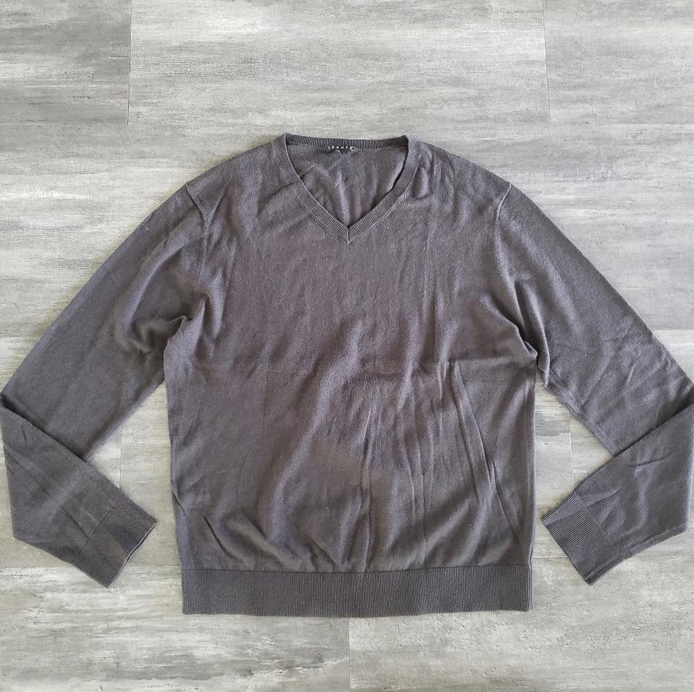 Theory Dark Grey Theory Cashmere Sweater Vneck Long Sleeve Size US L / EU 52-54 / 3 - 1 Thumbnail