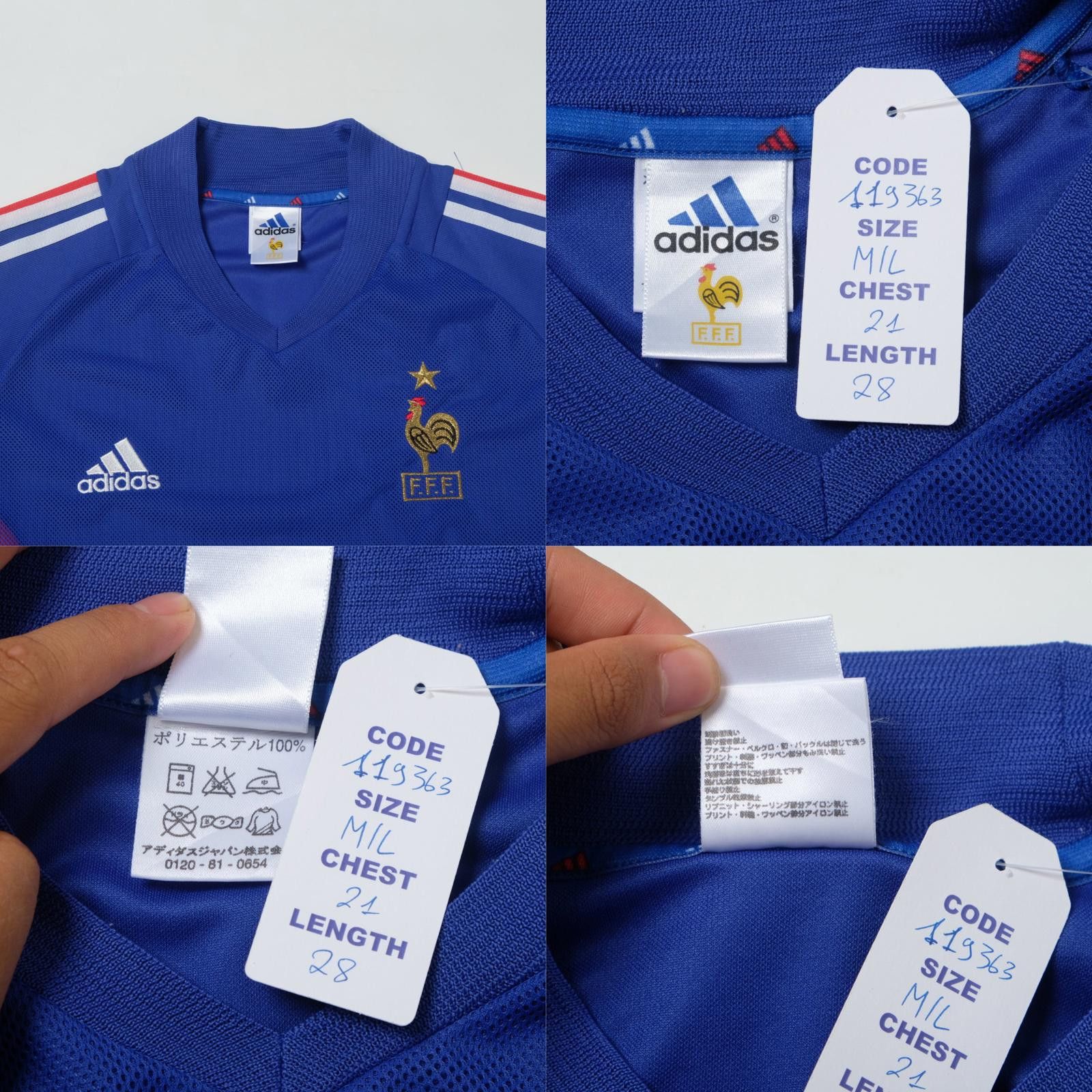 Adidas 2002/04 France Home Shirt Adidas (M/L) Size US M / EU 48-50 / 2 - 4 Thumbnail
