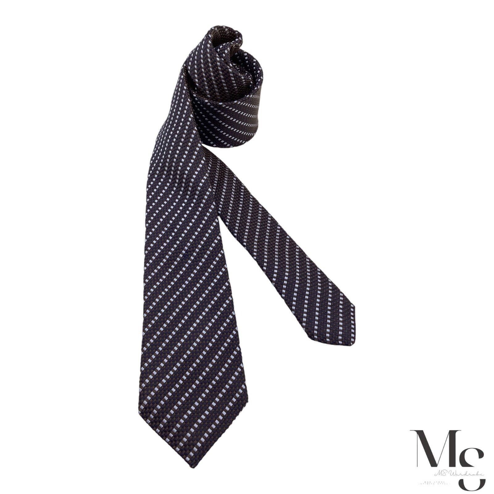 Hugo Boss BOSS HUGO BOSS Tailored Blue & Brown Striped Silk Tie H.M In Size ONE SIZE - 1 Thumbnail