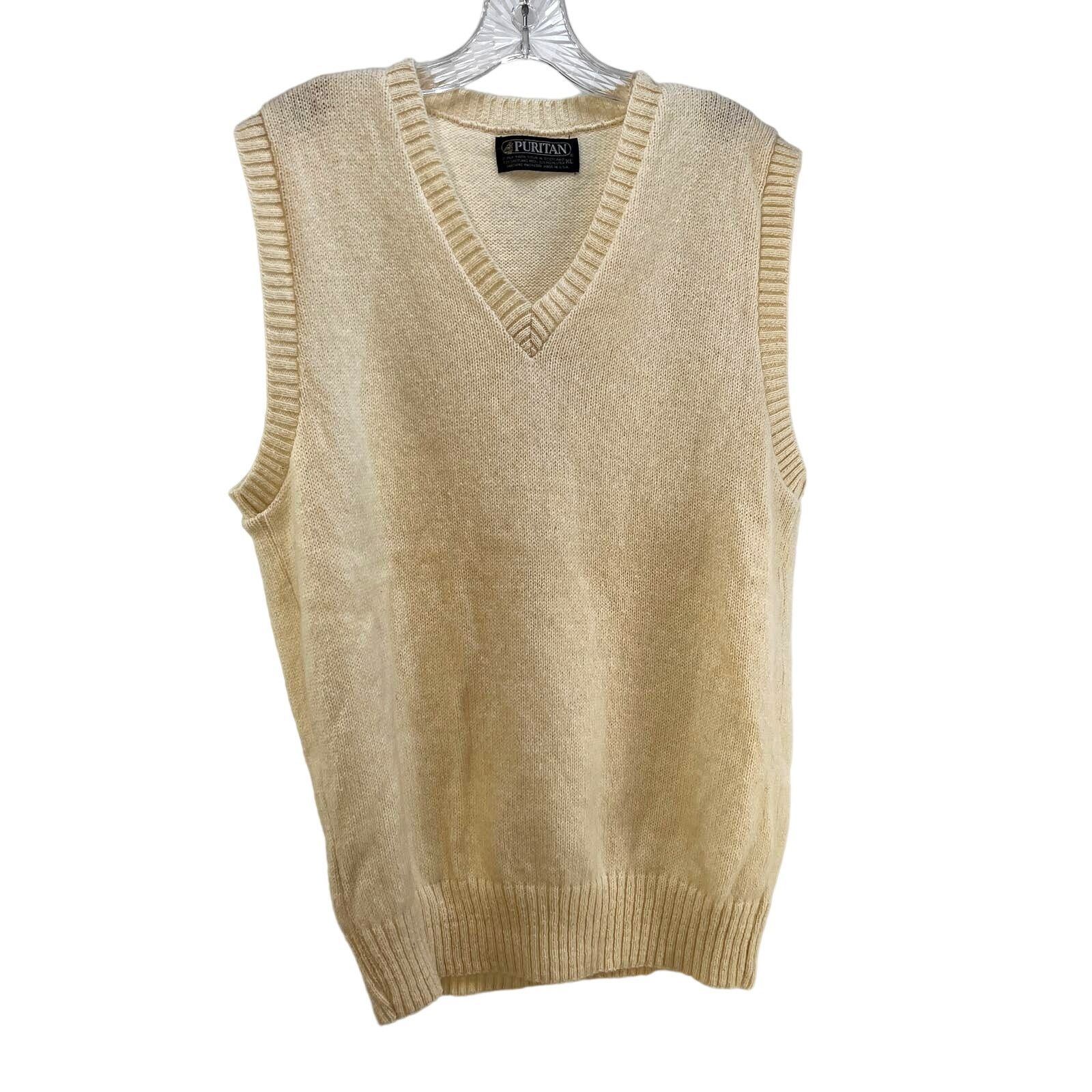 Vintage Vintage Ivory Scottish Wool Sweater Vest by Puritan V Neck Size US XL / EU 56 / 4 - 2 Thumbnail