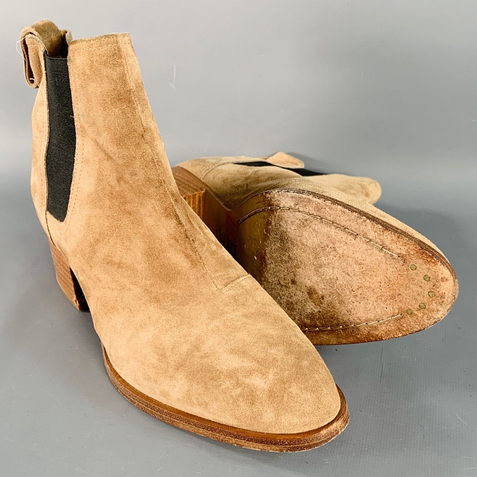 Rag & Bone RAG & BONE 9 Camel Suede Stacked Heel Chelsea Ankle Boots Size US 9 / IT 39 - 5 Thumbnail