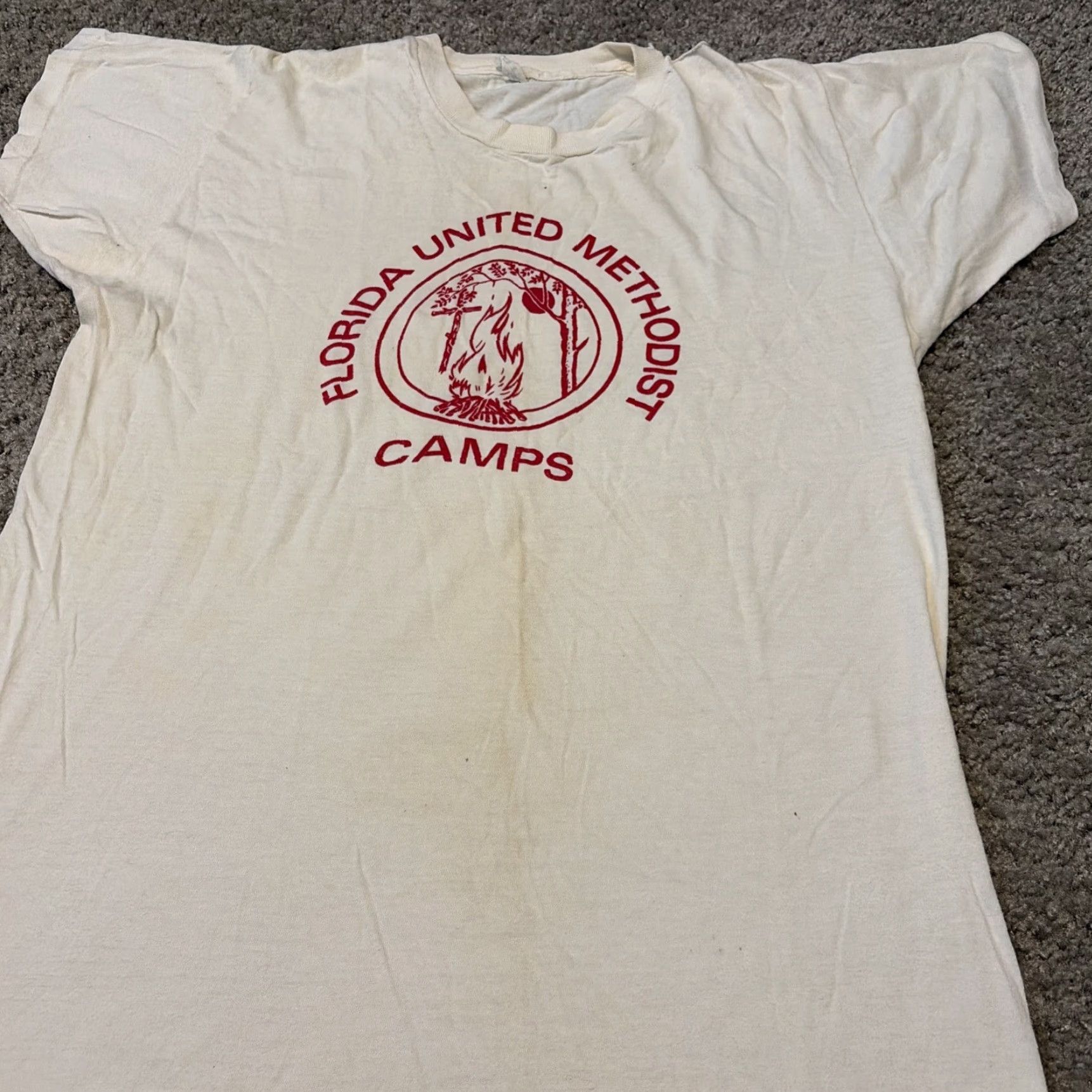 Velva Sheen VINTAGE Florida United Methodist Camps White T-Shirt Claws Distressed XL Unisex Velva Sheen 1970s Cotton Short Sleeve Shirt Size US XL / EU 56 / 4 - 3 Thumbnail