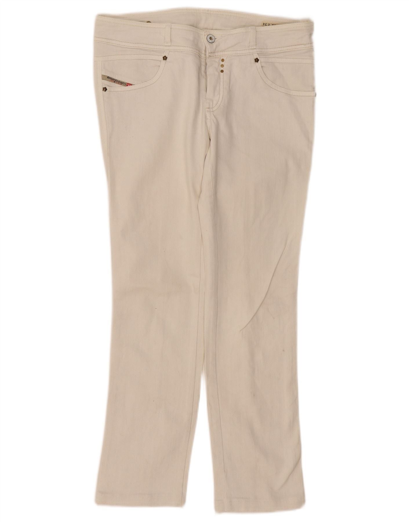 Diesel Womens Rokket Slim Jeans W31 L28 Off White Cotton Size 42" / US 20 - 1 Thumbnail