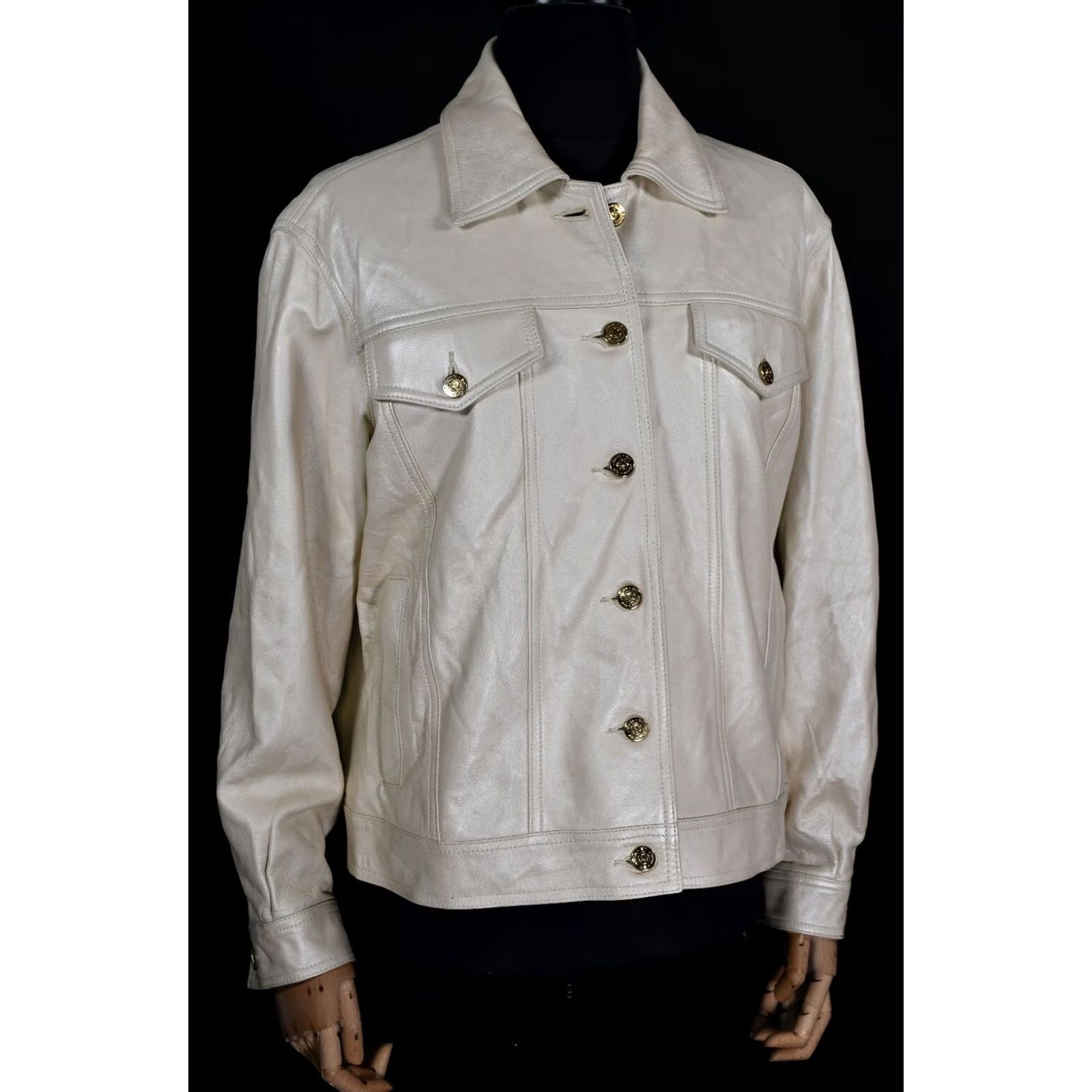 St. John St. John SPORT by MARIE Women's Creme LeatherJacket M Leather Jacket Womens Creme St. John Leather Jacket M Crème Size M / US 6-8 / IT 42-44 - 4 Thumbnail