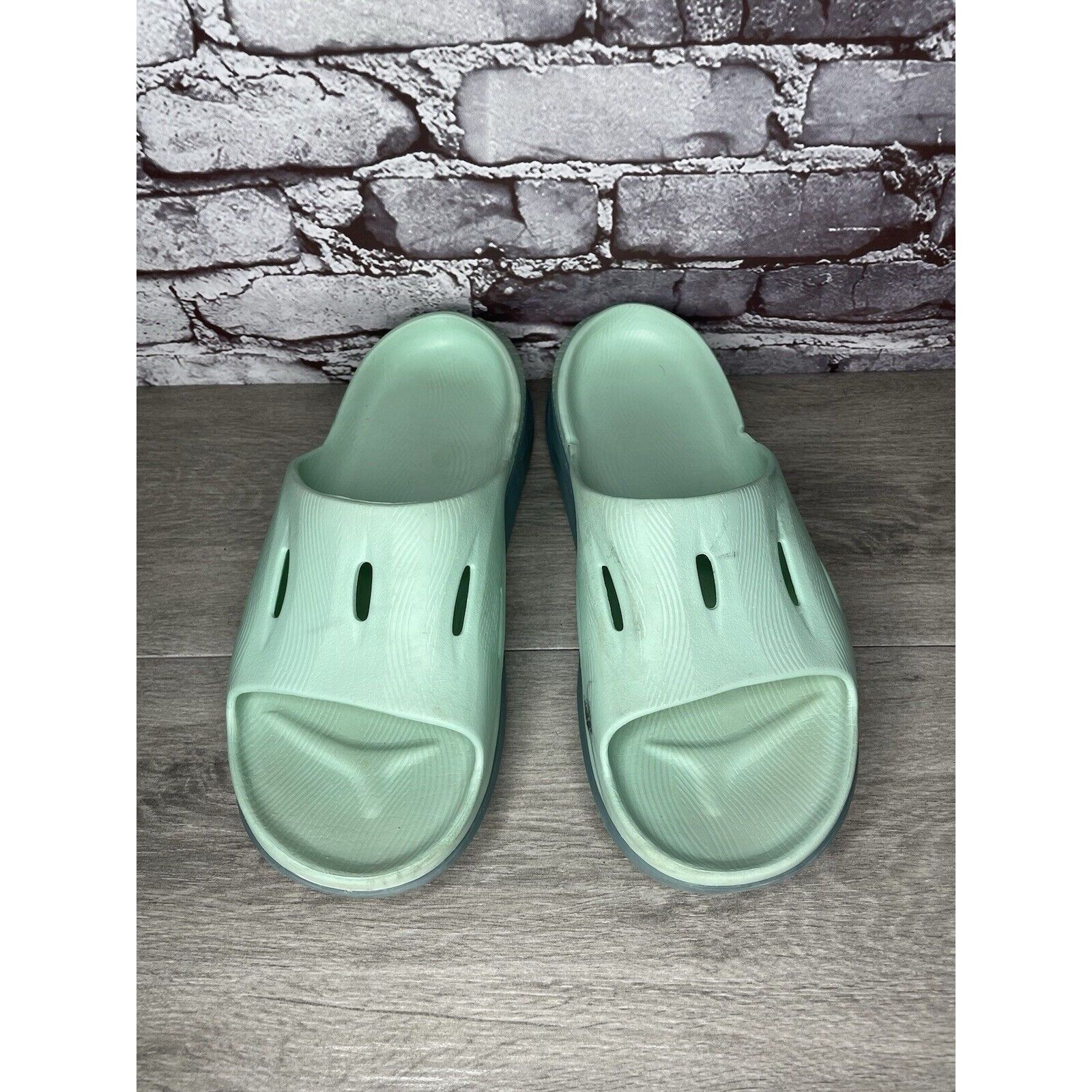 Hoka Hoka Ora Recovery Slides 3 Mist Green Trellis Slides Sandals Size US 12 / EU 45 - 13 Thumbnail