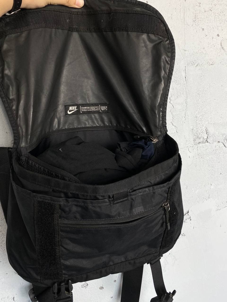 Nike × Vintage Vintage 90s Nike Should Bag Swoosh Drill Black Blockcore Size ONE SIZE - 12 Thumbnail