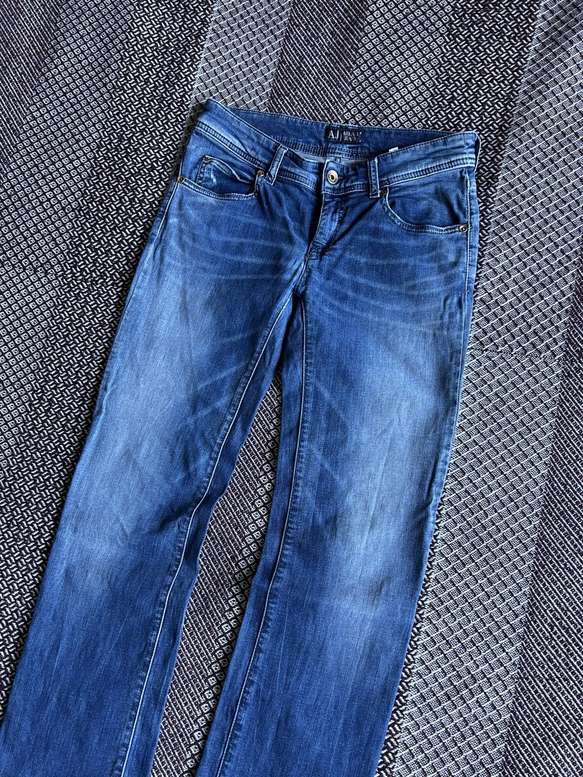 Armani × Vintage Vintage Armani Washed Straight Solid Jeans Small Logo Sz 27 Size US 27 - 8 Thumbnail