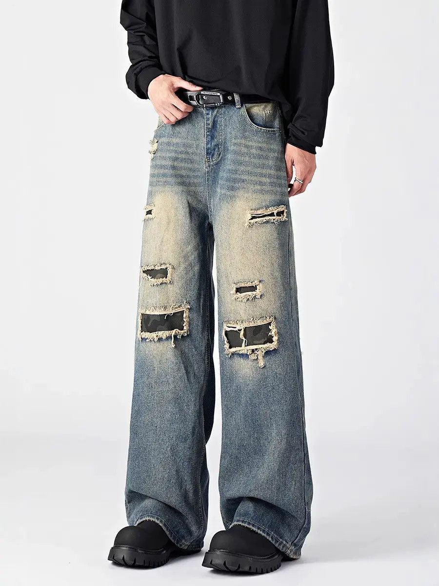 Japanese Brand Retro loose straight leg casual jeans Size US 32 / EU 48 - 2 Thumbnail