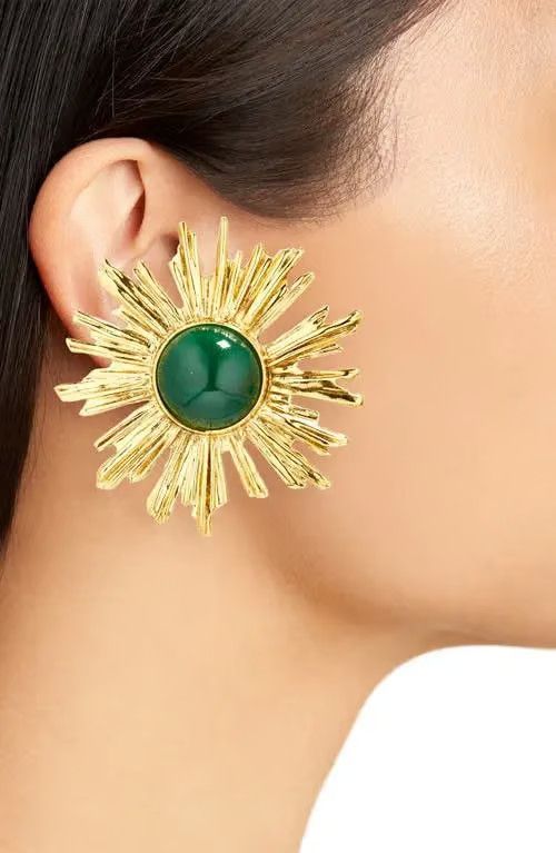 Saint Laurent Paris o1b1hav110325 759649 Size: OS / Sunburst Earrings Jade Metal Size ONE SIZE - 2 Thumbnail