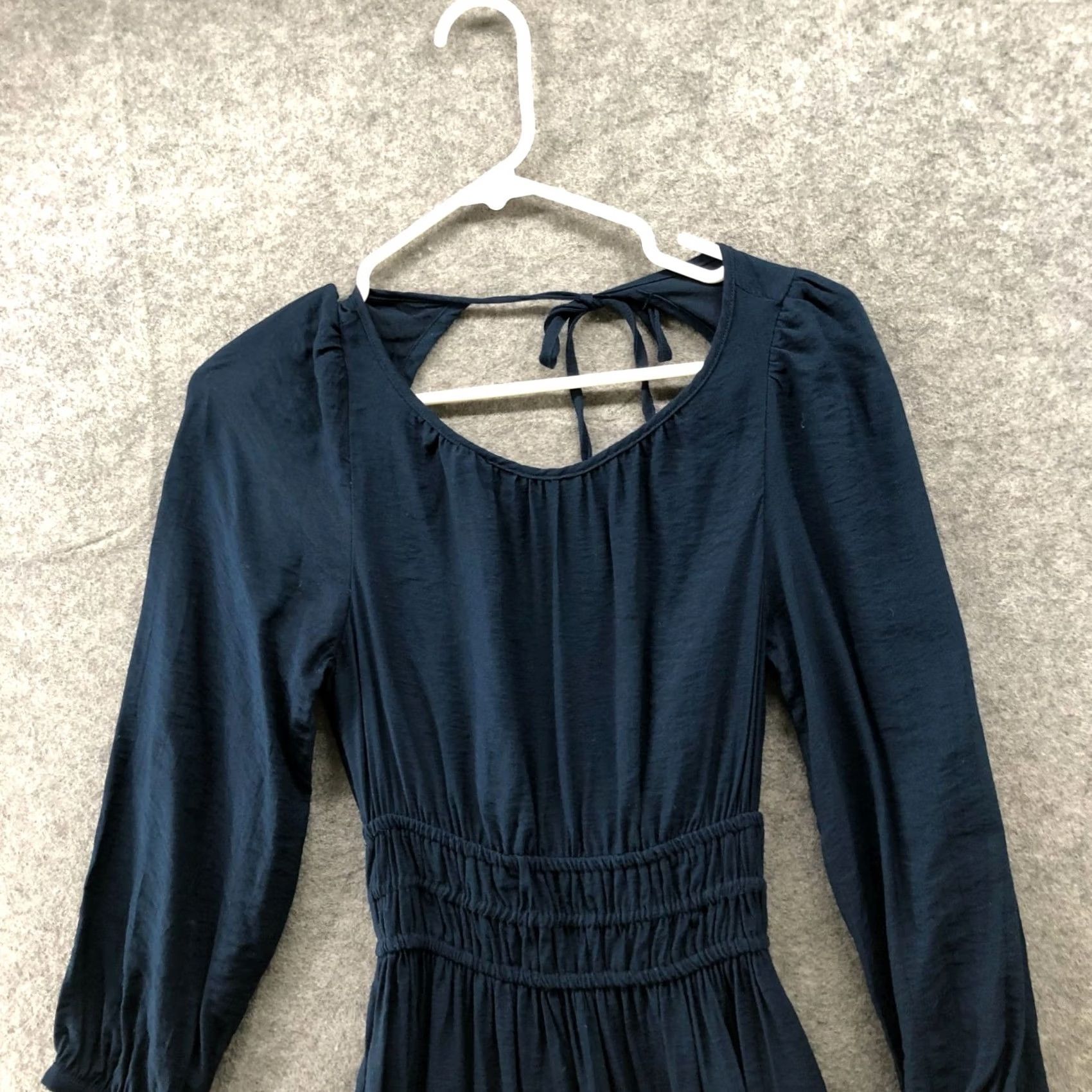 Madewell VINTAGE Madewell Long Sleeve Mini Dress Womens XXS Blue Teal Tie Back Open Back A-Line Size XXS / US 00 / IT 34 - 3 Thumbnail