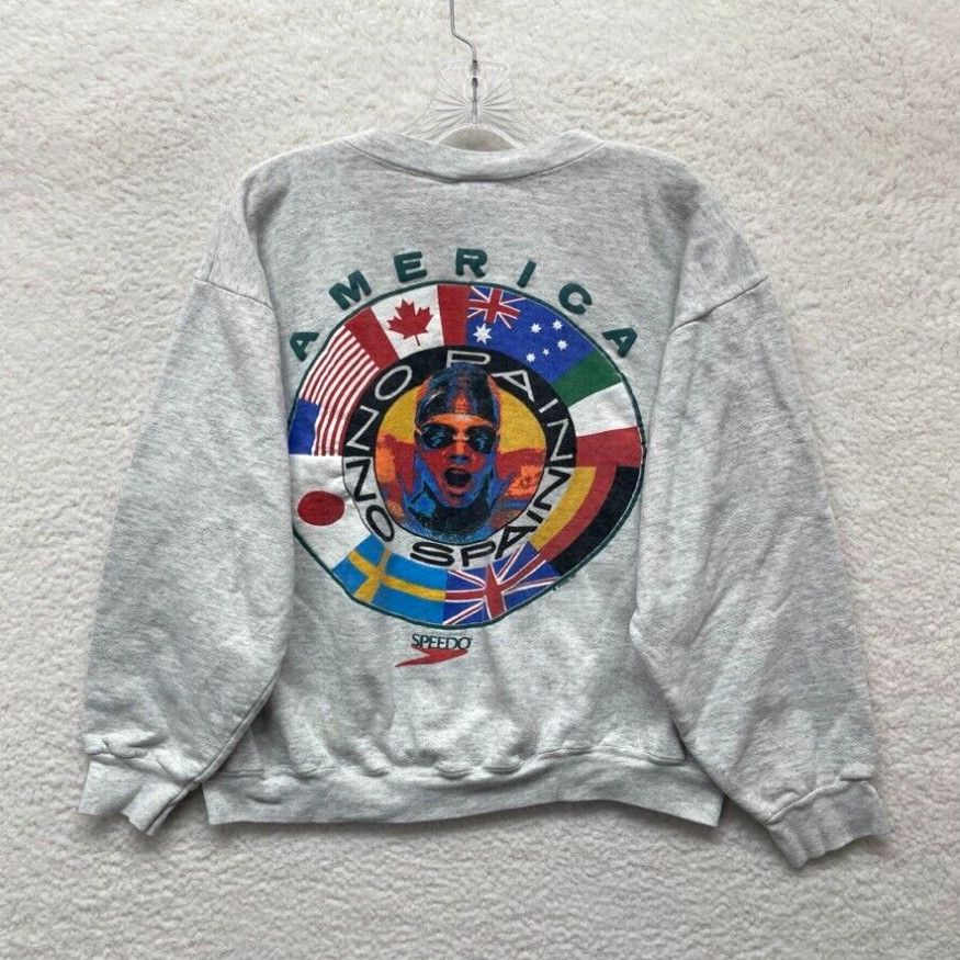 Speedo 90s Vintage Speedo Grey Country Flags Graphic Pullover Crewneck ...