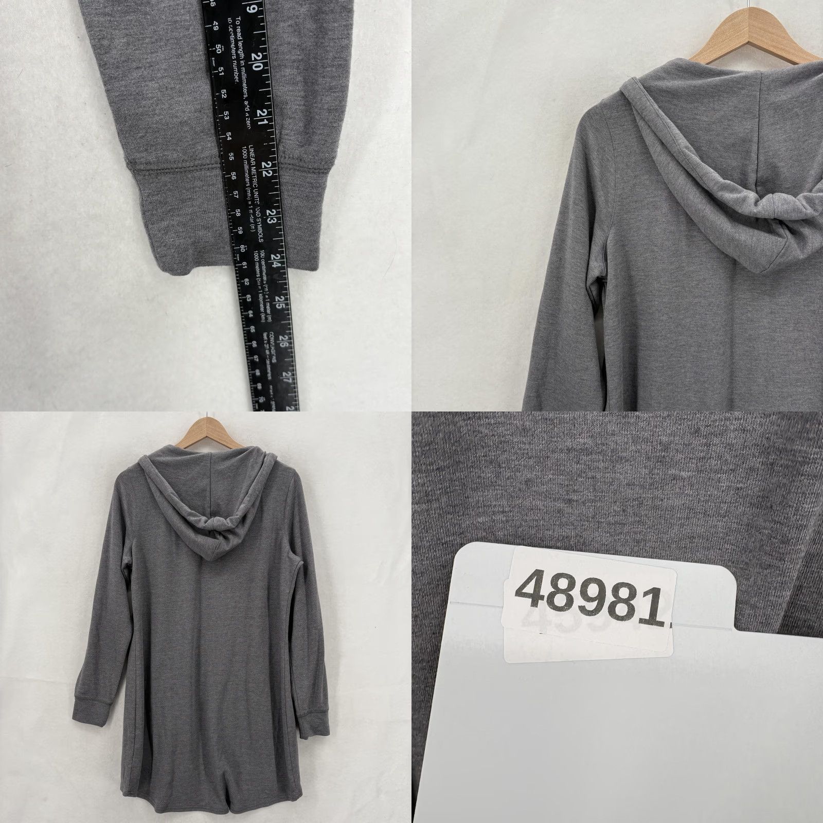 Vintage L.L.Bean Hoodie Tunic Womens M Gray Long Sleeve Kangaroo Pocket Jersey Knit Scoop Neck Pullover Lightweight Relaxed Neckline Size M / US 6-8 / IT 42-44 - 8 Thumbnail