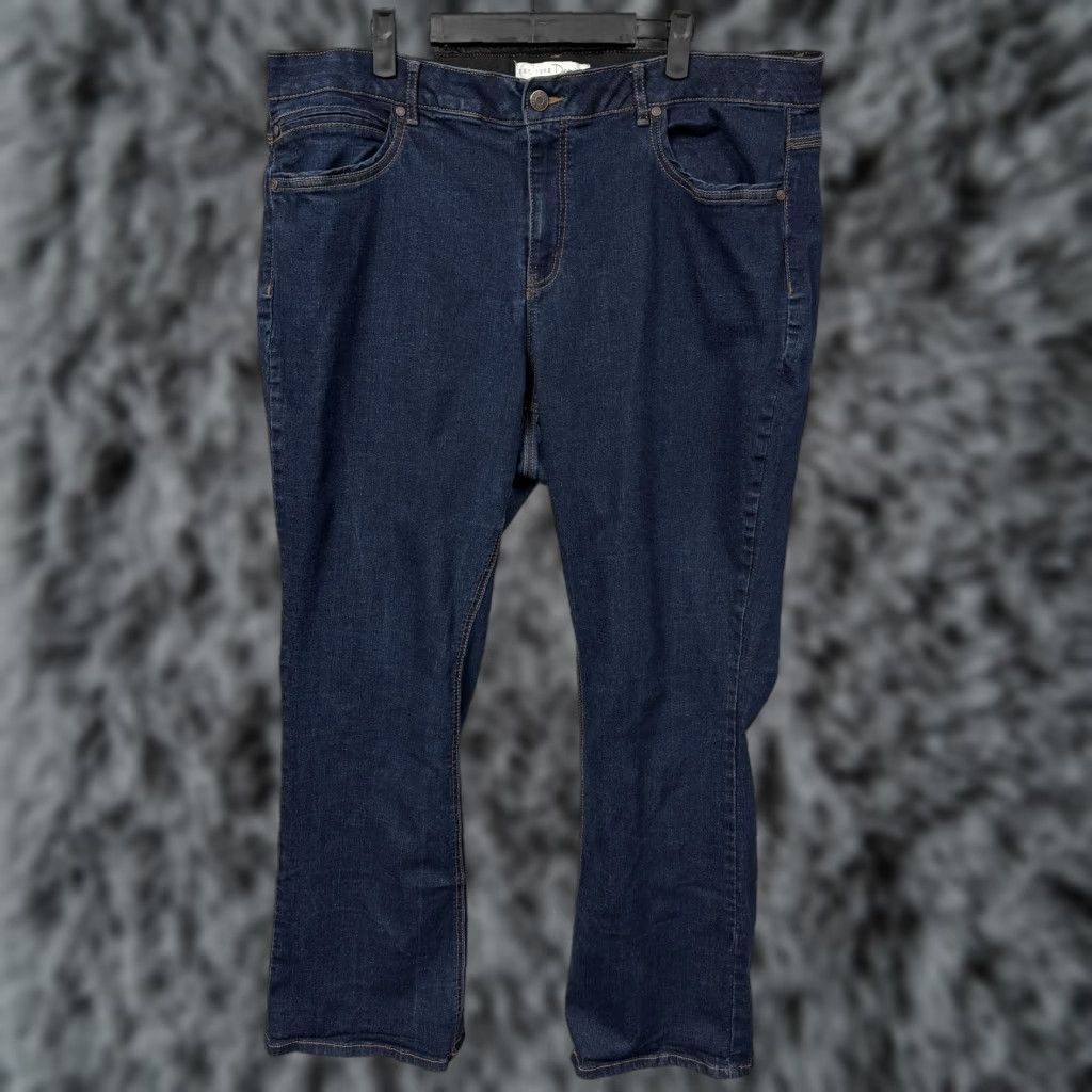 Vintage Cato Denim Jeans 20W Plus High Rise Comfort Stretch 40x29 Western Americana 5-Pocket Embroidered Dark Blue Straight Womens Jeans Size 42" / US 20 - 1 Thumbnail