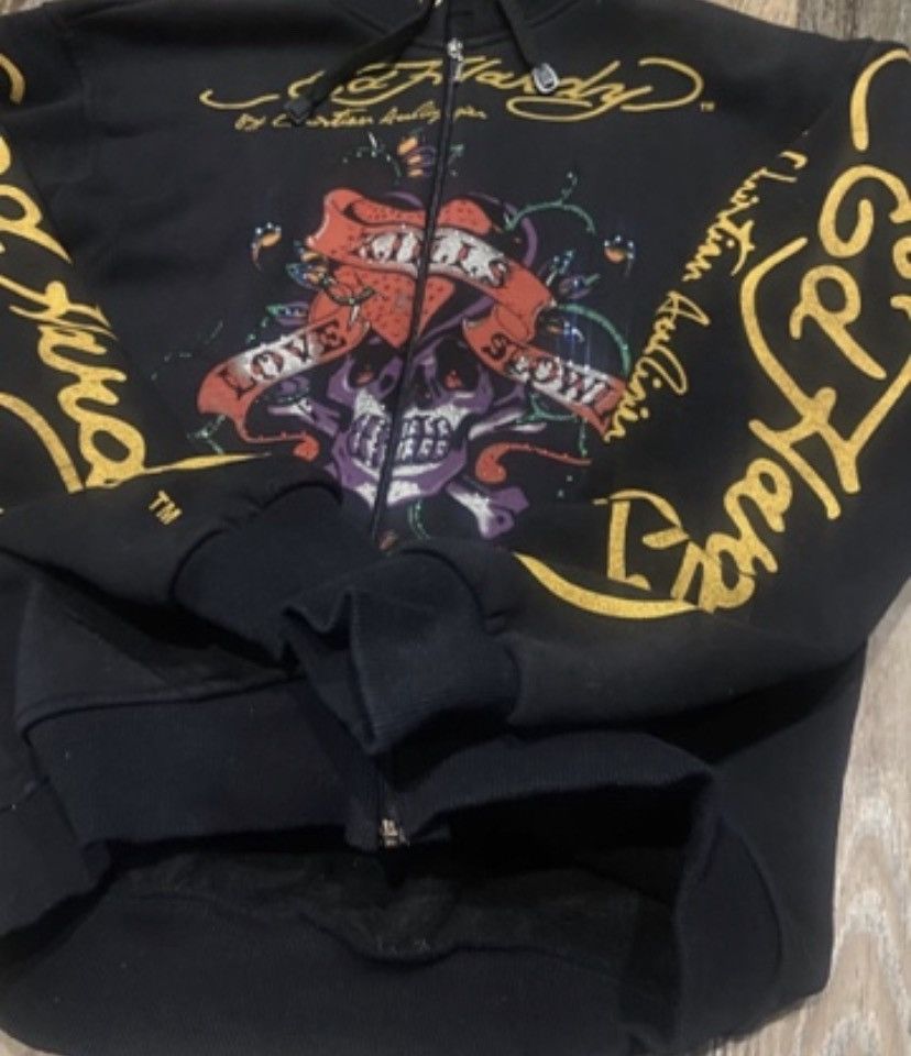 Christian Audigier Ed Hardy Full Zip Hoodie Slowly Ed Hardy Zip Up Hoodie Size US L / EU 52-54 / 3 - 3 Thumbnail