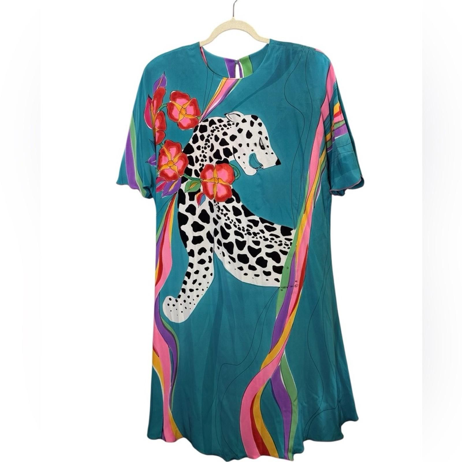 Other Yolanda Lorente Vintage Art to Wear Silk Midi Dress sz L Size L / US 10 / IT 46 - 1 Thumbnail