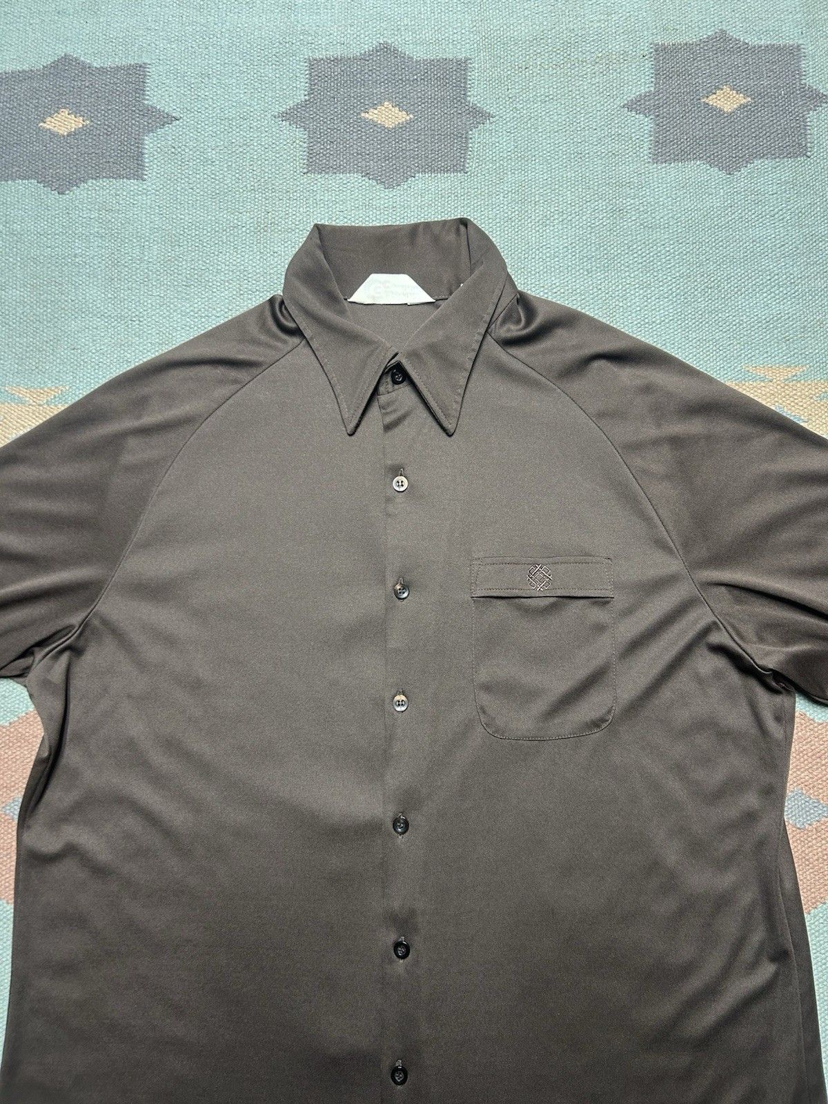 Vintage 70s button shirt polyester California dagger collar XL tall Size US XL / EU 56 / 4 - 3 Thumbnail