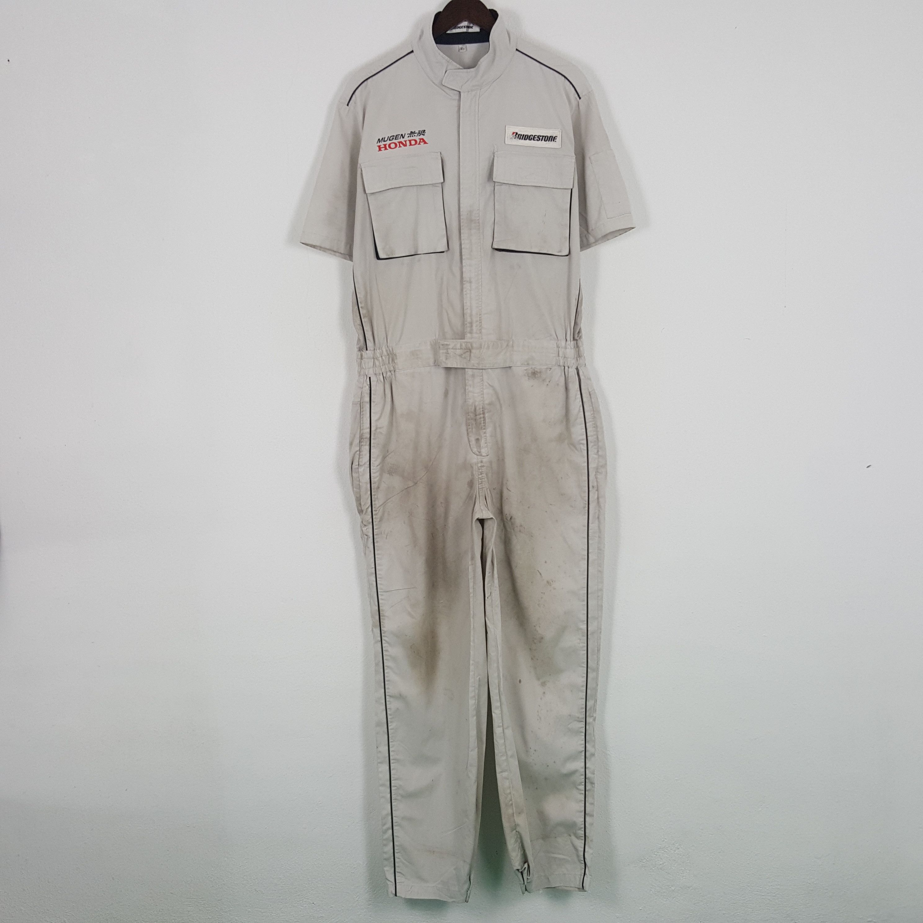 Honda × Japanese Brand × Vintage Vintage Bridgestone x Honda Custom Art Jumpsuit Jacket Size US L / EU 52-54 / 3 - 4 Thumbnail