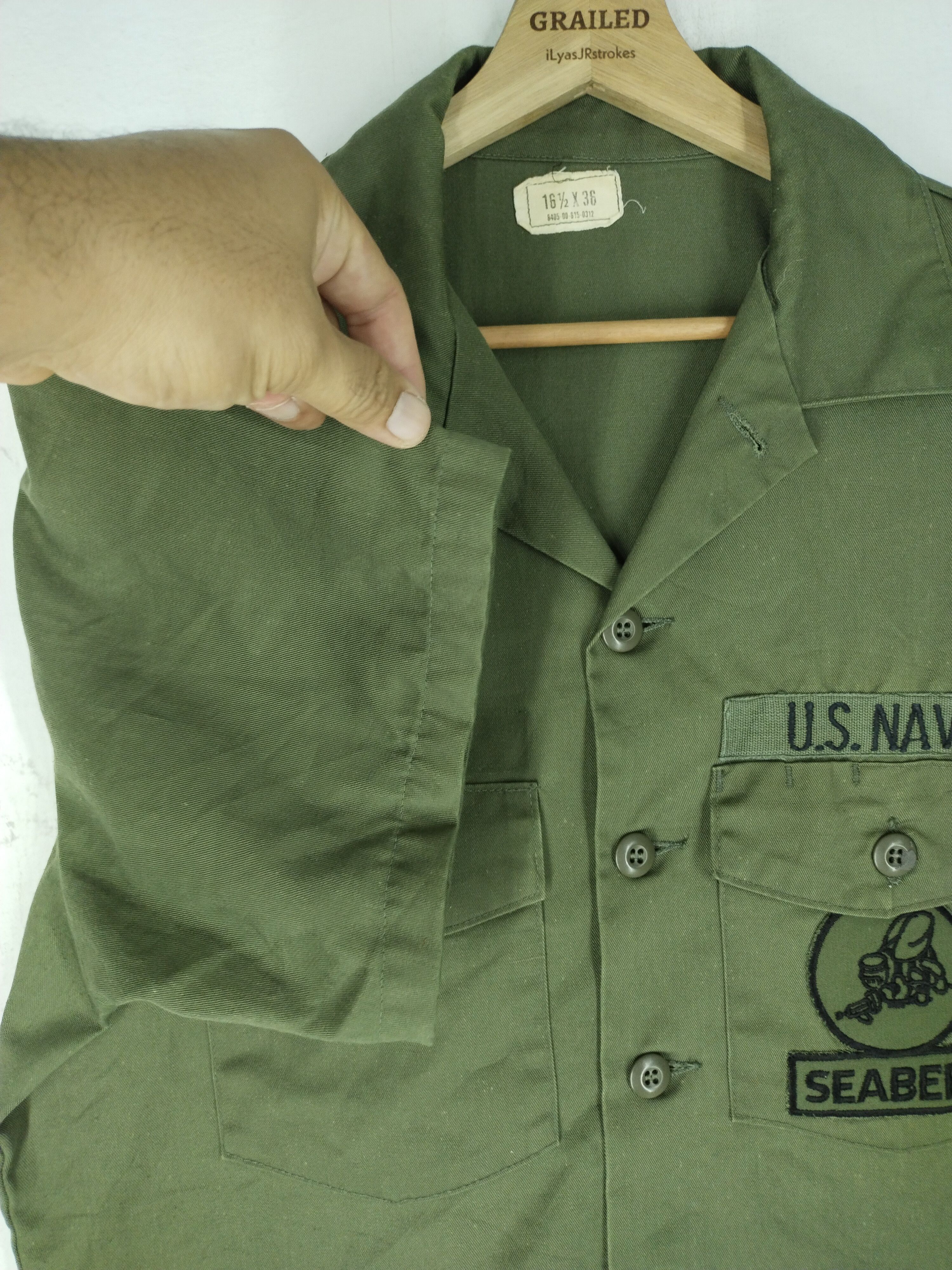 Buzz Rickson's 50's OG 507 Vintage Seabees US Army Green Shirt Tee Size US M / EU 48-50 / 2 - 6 Thumbnail