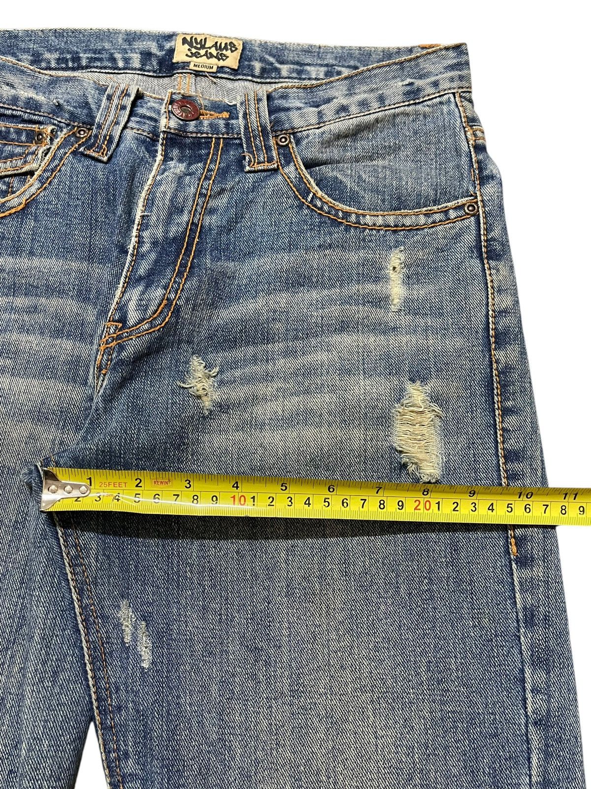 If Six Was Nine Vintage Japan Nylaus Faded Wash Distressed Spiral Wide Leg Size US 30 / EU 46 - 15 Thumbnail