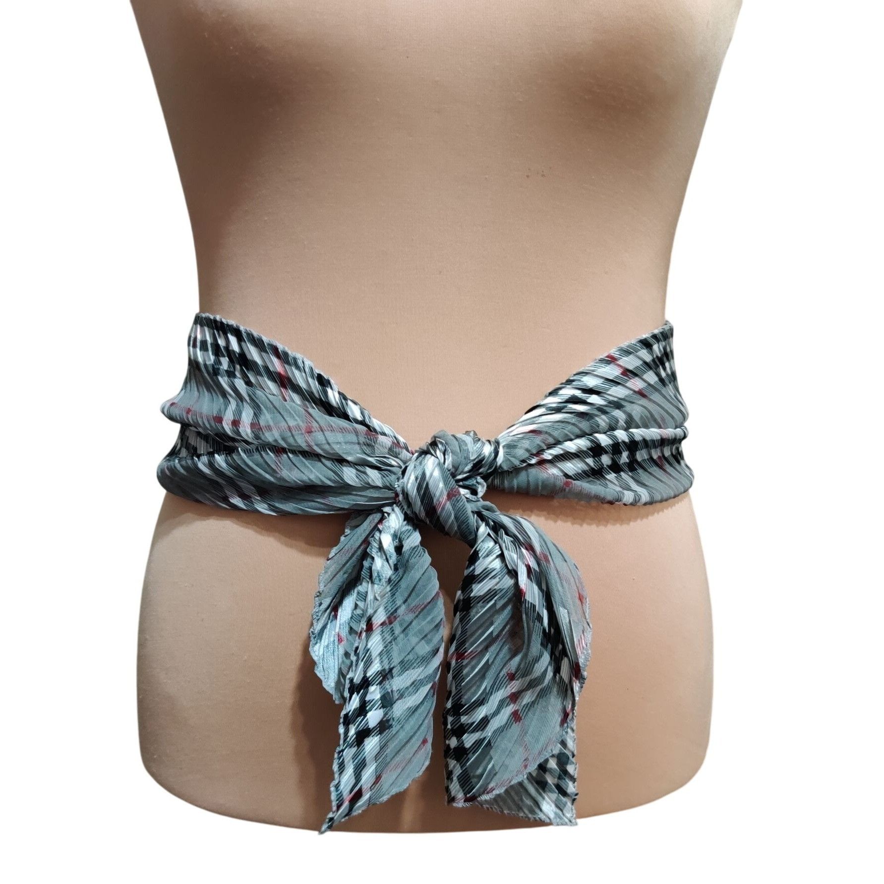 Other Classic Nova Check Plaid Scarf Neutral Gray Black Crinkle Pl Size ONE SIZE - 2 Thumbnail