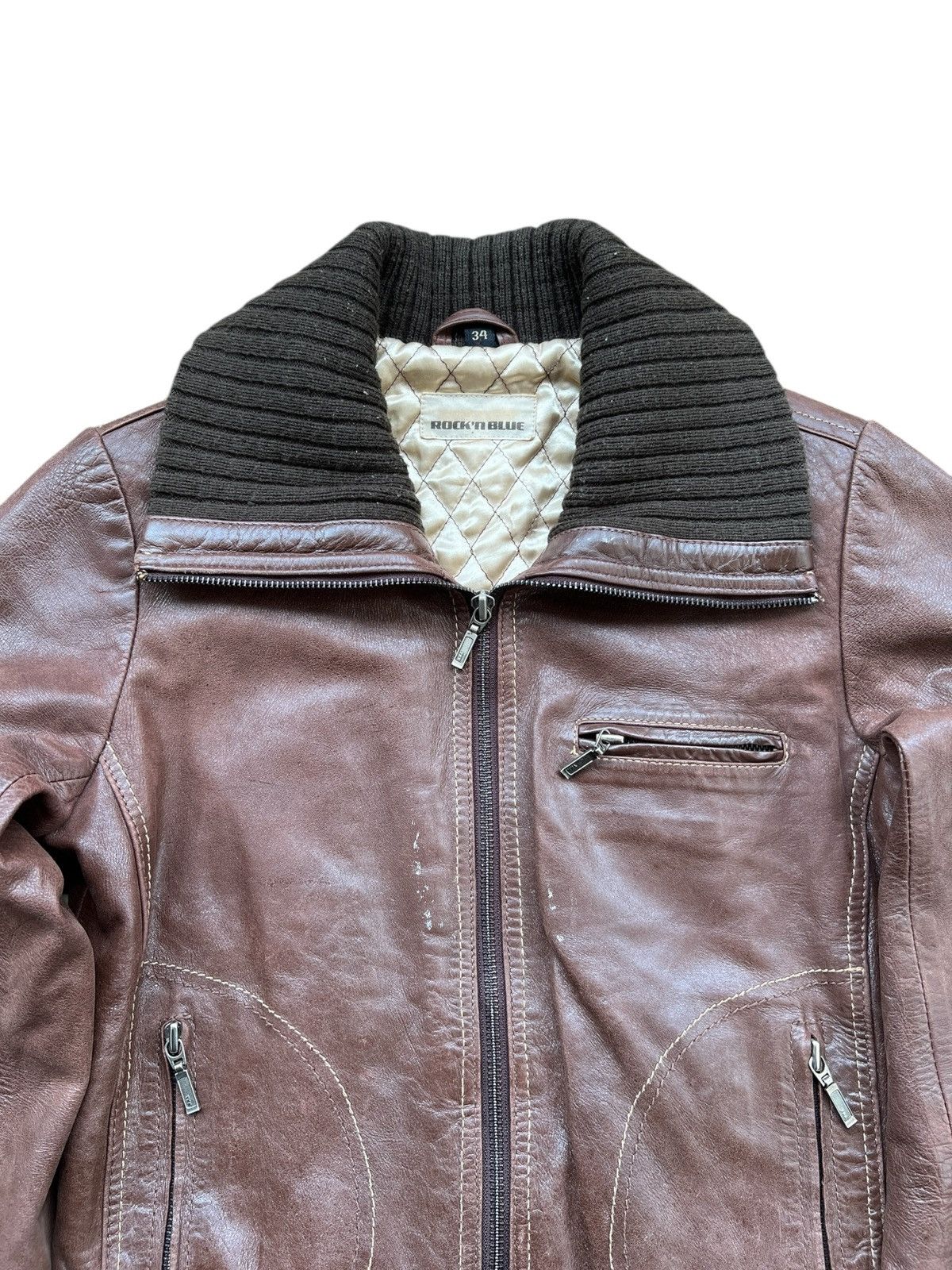 Japanese Brand 1990s Classic Aviator Leather Jacket Pasveer Size S / US 4 / IT 40 - 7 Thumbnail
