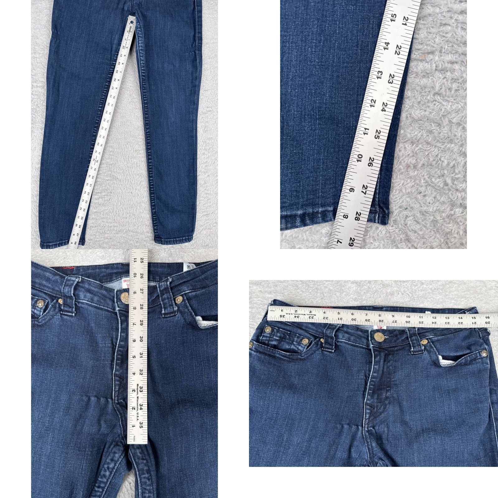 True Religion True Religion Jeans Women 32 Blue Denim Skinny Mid Rise Cotton Blend Bling 31x28 Size 24" / US 00 / IT 34 - 8 Thumbnail
