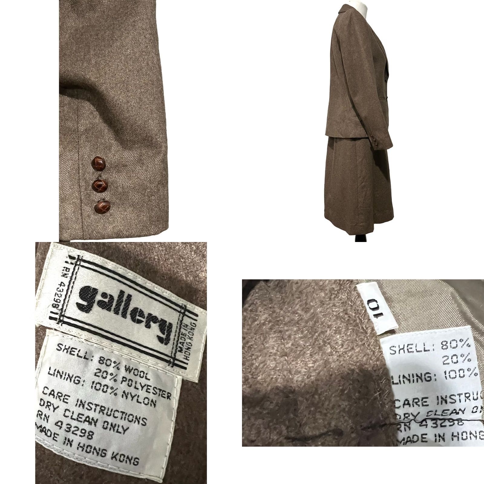 Vintage VINTAGE Gallery Skirt Suit Set Brown Wool Pleated Leather Buttons Preppy Size 10 Women Outfit/Set Skirt Womens Vintage Brown Wool Pleated Gallery 10 Size 32" / US 10 / IT 46 - 9 Thumbnail