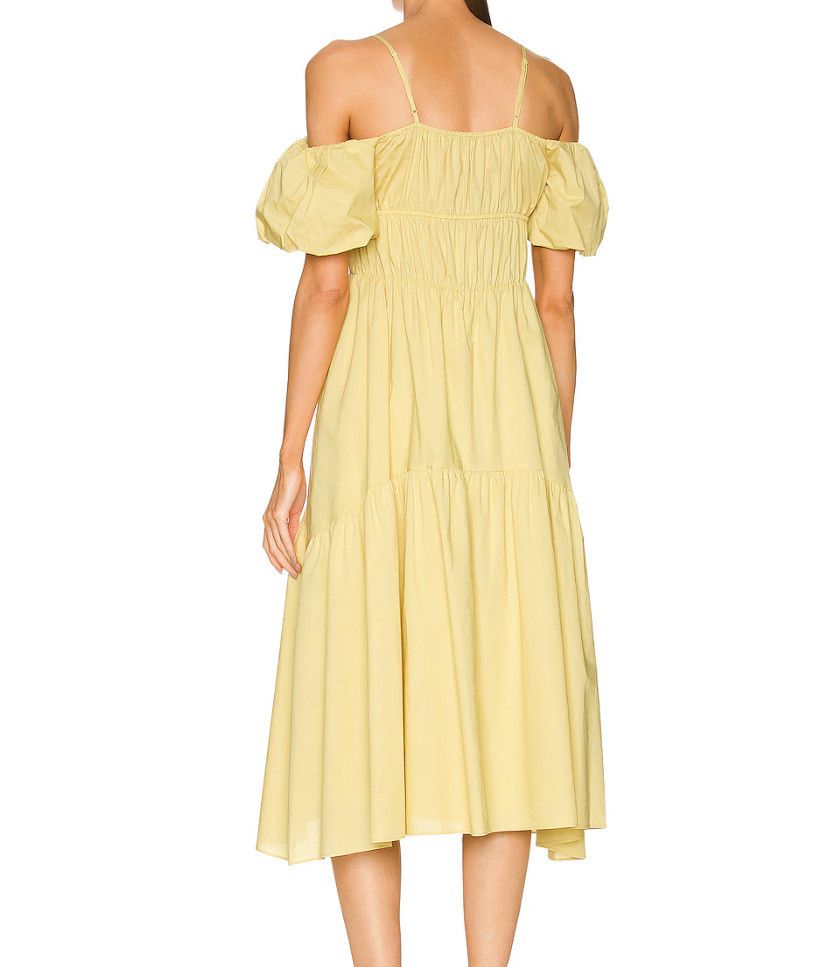 Vince Vince Draped Puff Sleeve Tiered Dress Warm Sand ( 8 ) Size M / US 6-8 / IT 42-44 - 3 Thumbnail