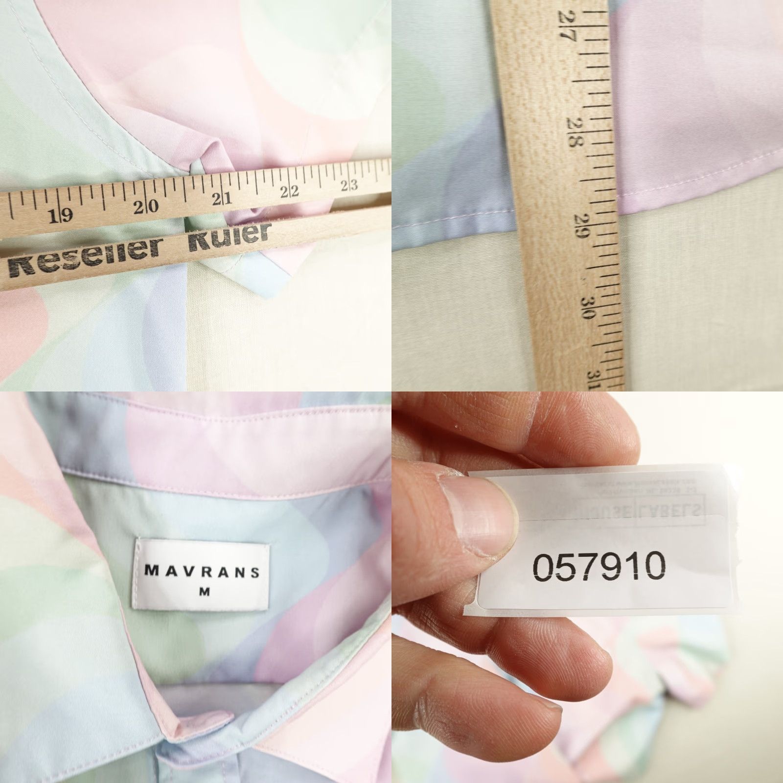 Pinko Mavrans Shirt Mens Medium Pink Green Blue Pastel Abstract Performance Coconut Size US M / EU 48-50 / 2 - 8 Thumbnail