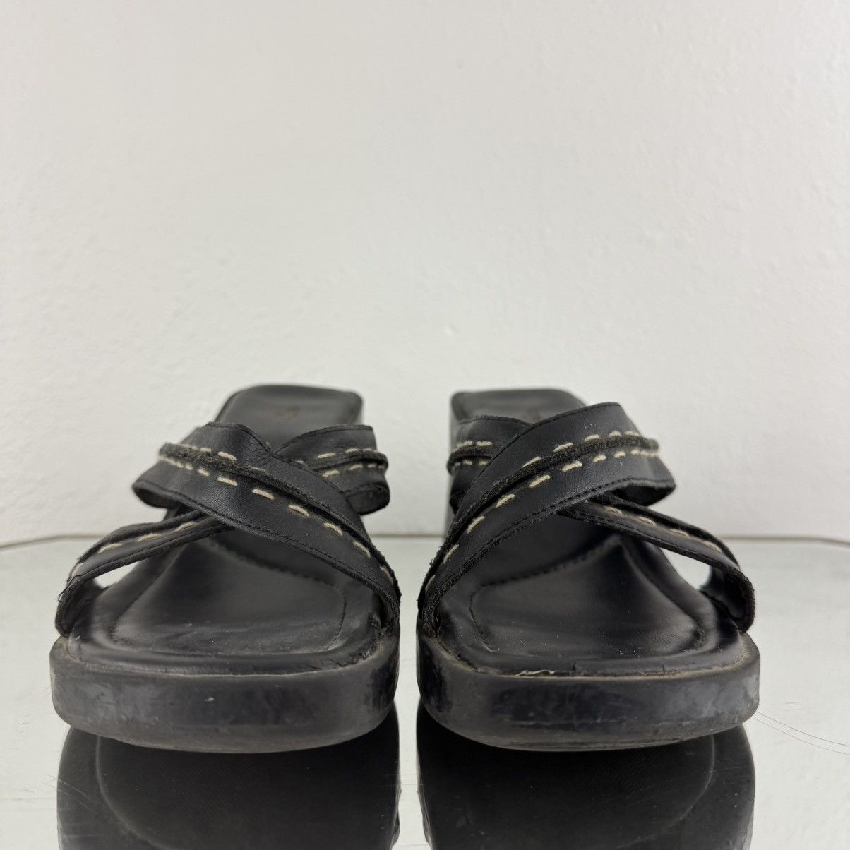 Vintage MOSSIMO Vintage Y2K Black Leather Chunky Platform Sandals Size US 8 / IT 38 - 8 Thumbnail