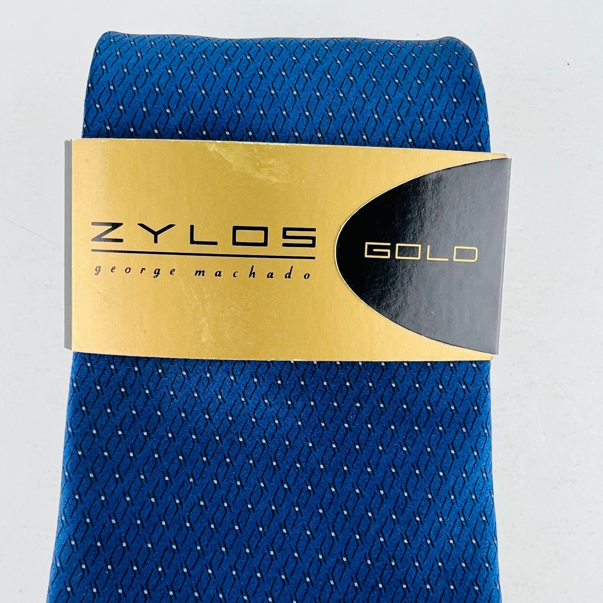 Designer Zylos Gold George Machado Blue Dots Necktie Tie 100% Silk NW Size ONE SIZE - 4 Thumbnail