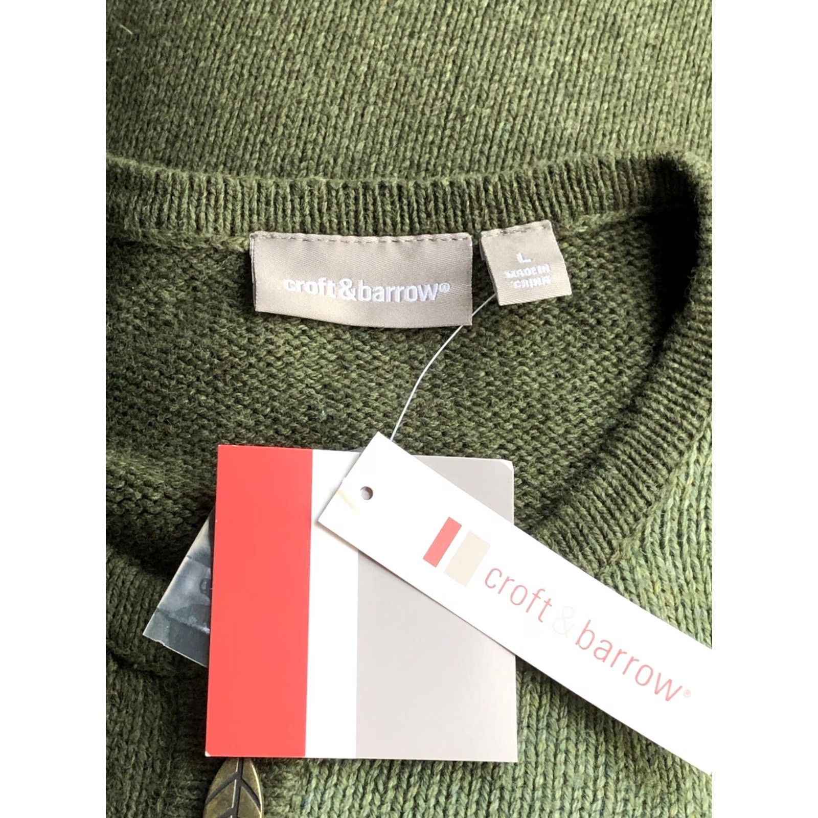 Croft & Barrow Croft Barrow Sweater L Green Cardigan zip up applique Leaves cottage fall NWT Size L / US 10 / IT 46 - 5 Thumbnail