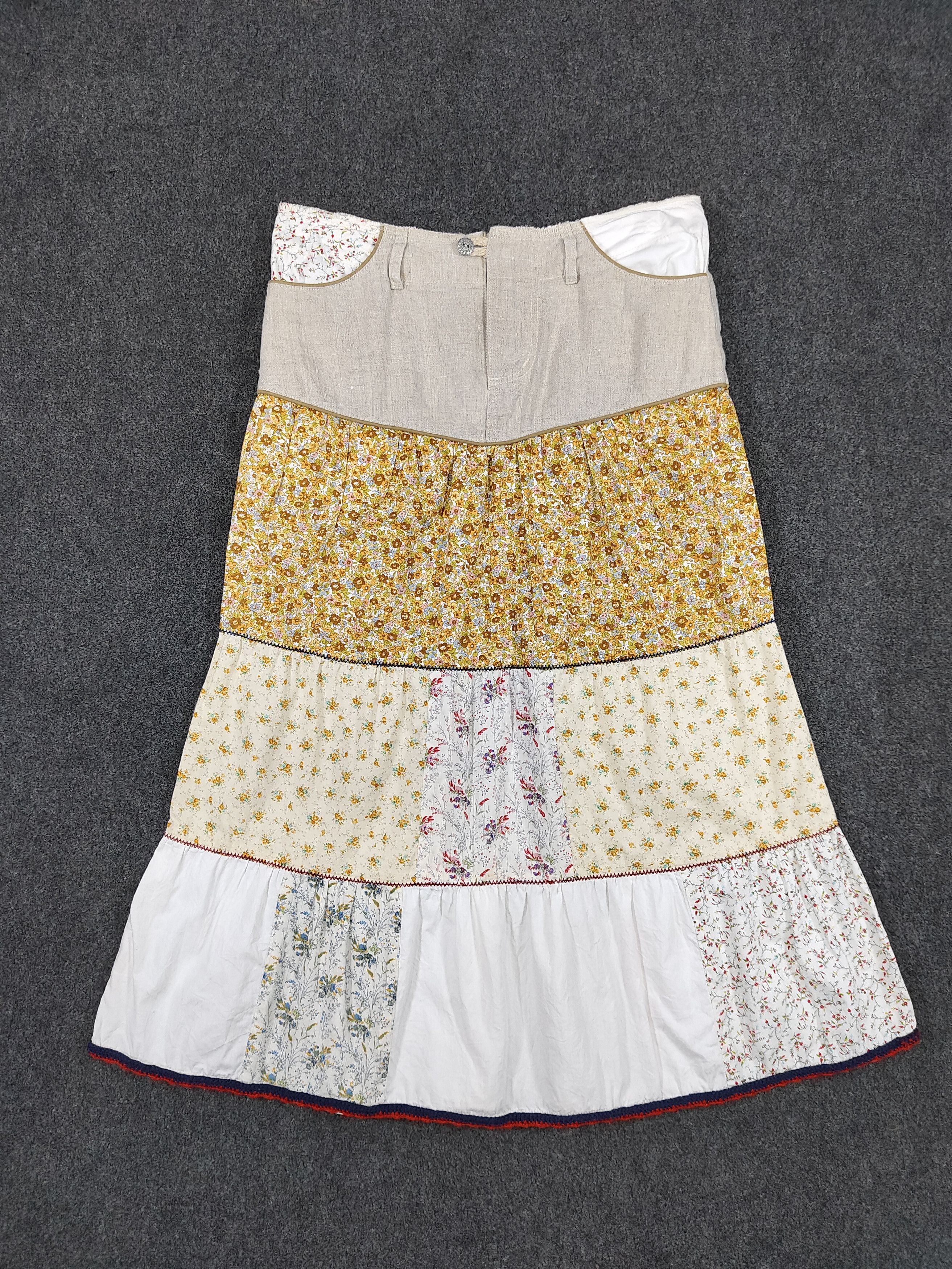 Japanese Brand Wafflist Waffle🇯🇵 Pacthwork Hippie Bohemian Skirt Size 30" / US 8 / IT 44 - 4 Thumbnail