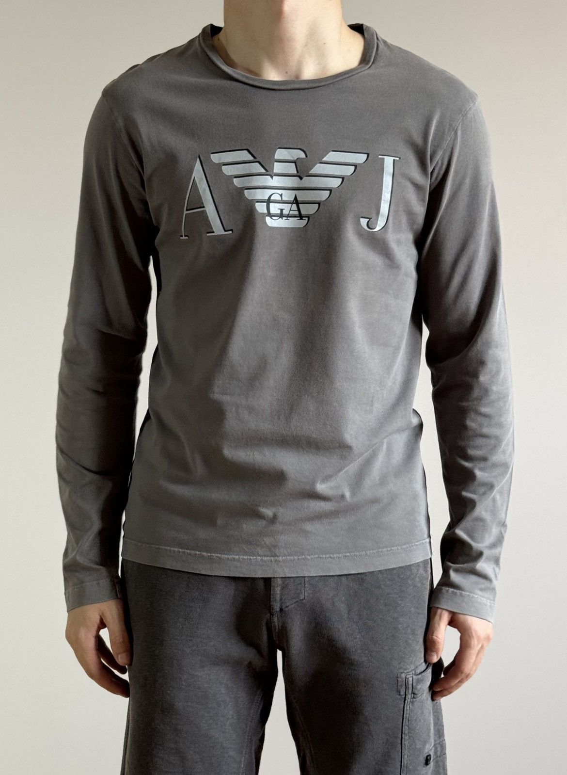 Armani Vintage Armani Jeans Big Logo Long Sleeve T-shirt Size US M / EU 48-50 / 2 - 5 Thumbnail