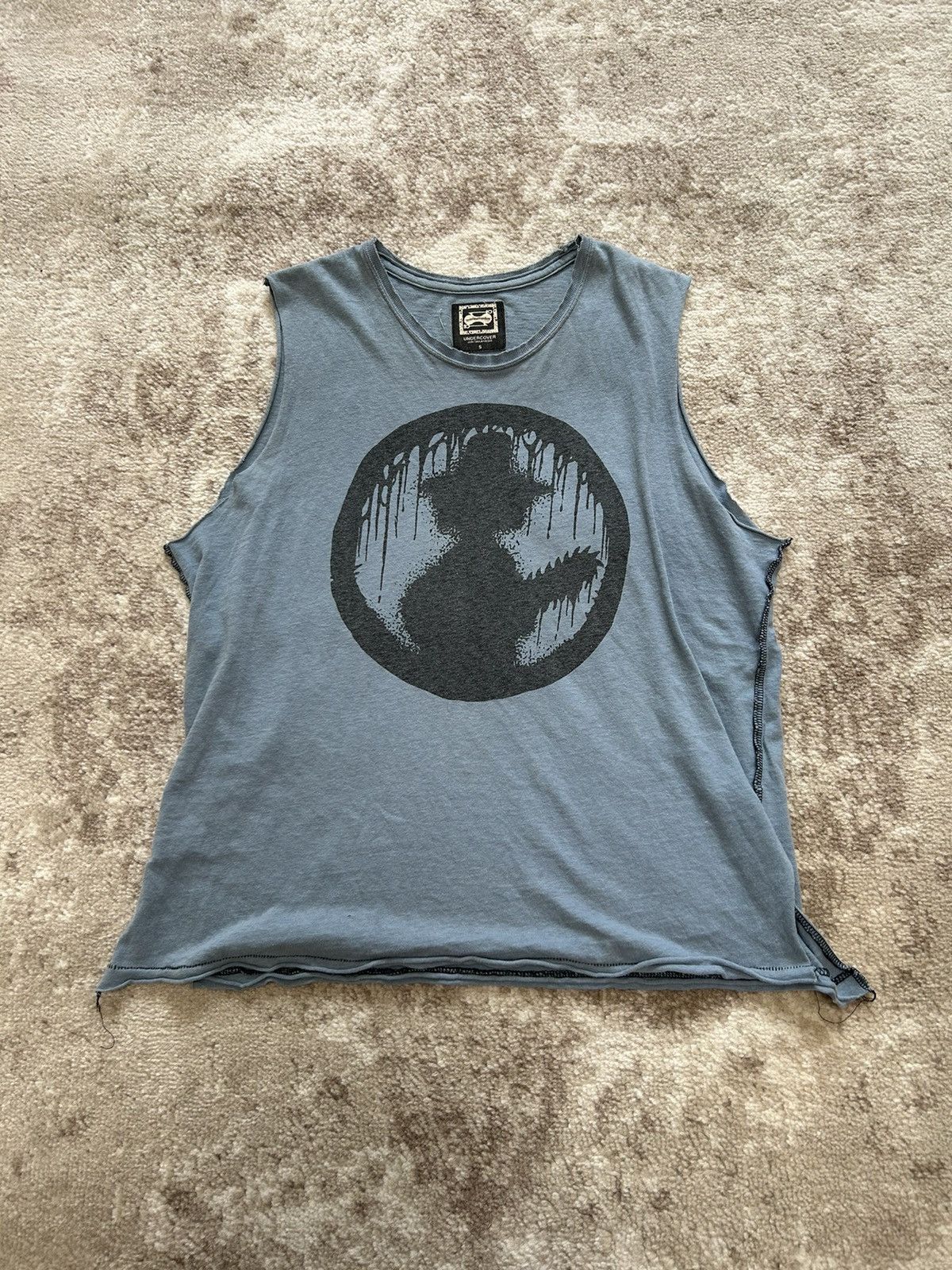 image of Jun Takahashi x Undercover Ss03 "scab" Psycho Killer Chainsaw Sleeveless in Blue, Men's (Size Small
