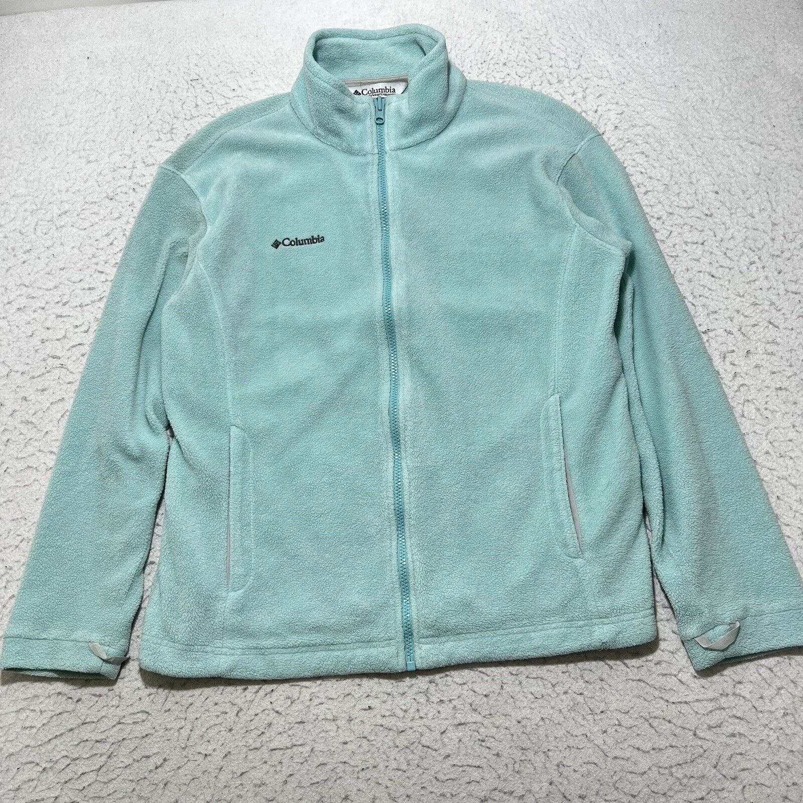 Columbia Columbia Full Zip Fleece Mock Neck Light Blue Sweatshirt Size L / US 10 / IT 46 - 1 Thumbnail