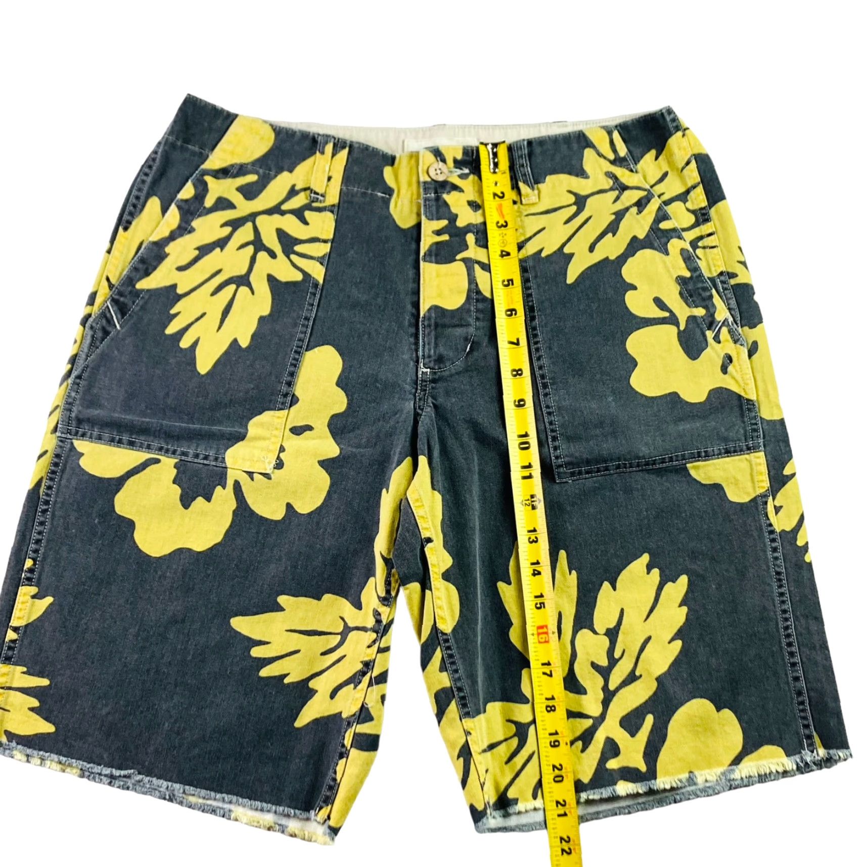 Denim & Supply Ralph Lauren Men's Shorts Bermuda Black Floral Hawaiian 33 Inseam 11 Cotton Denim