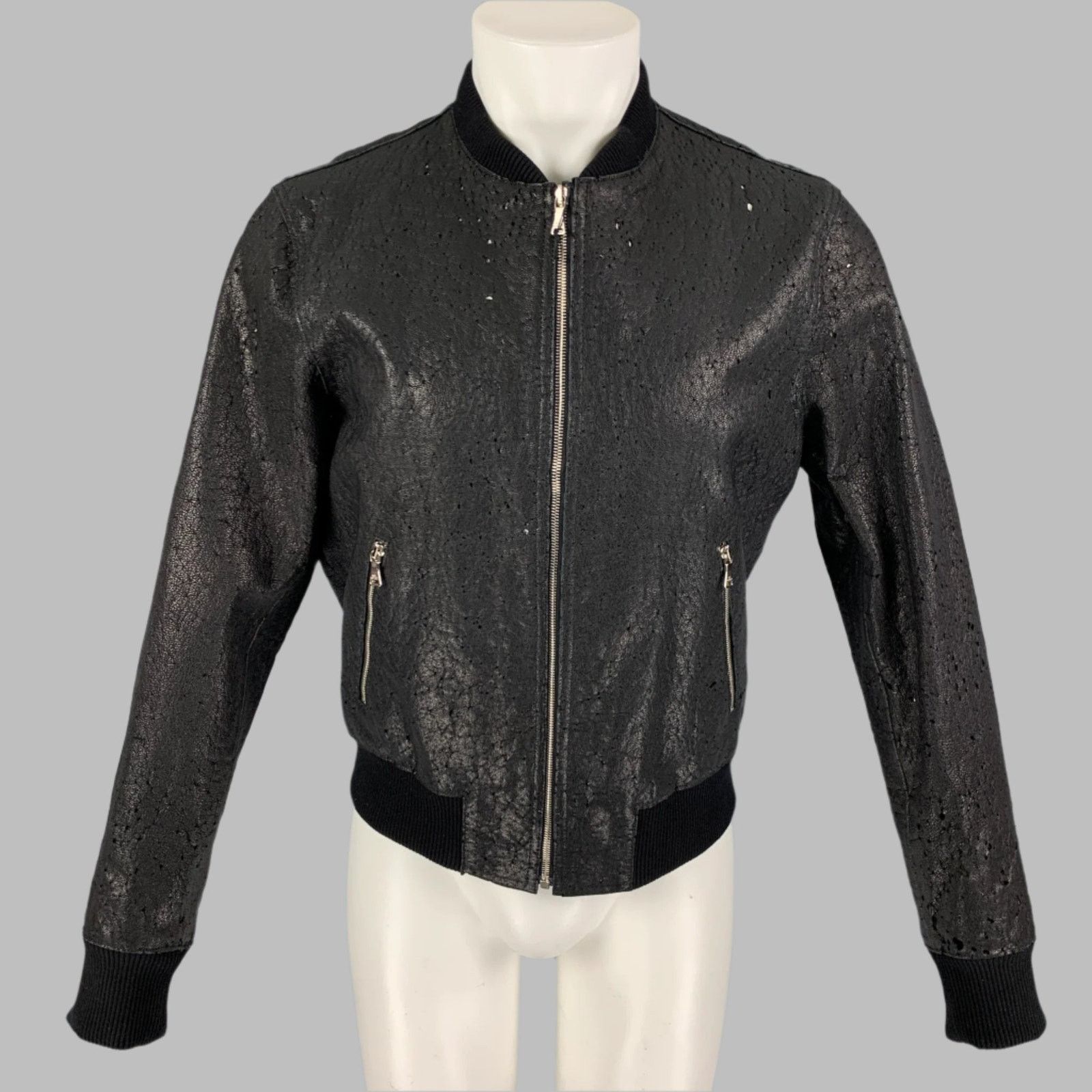 Neil Barrett NEIL BARRETT Size L Black Distressed Leather Bomber Jacket Size US L / EU 52-54 / 3 - 1 Thumbnail