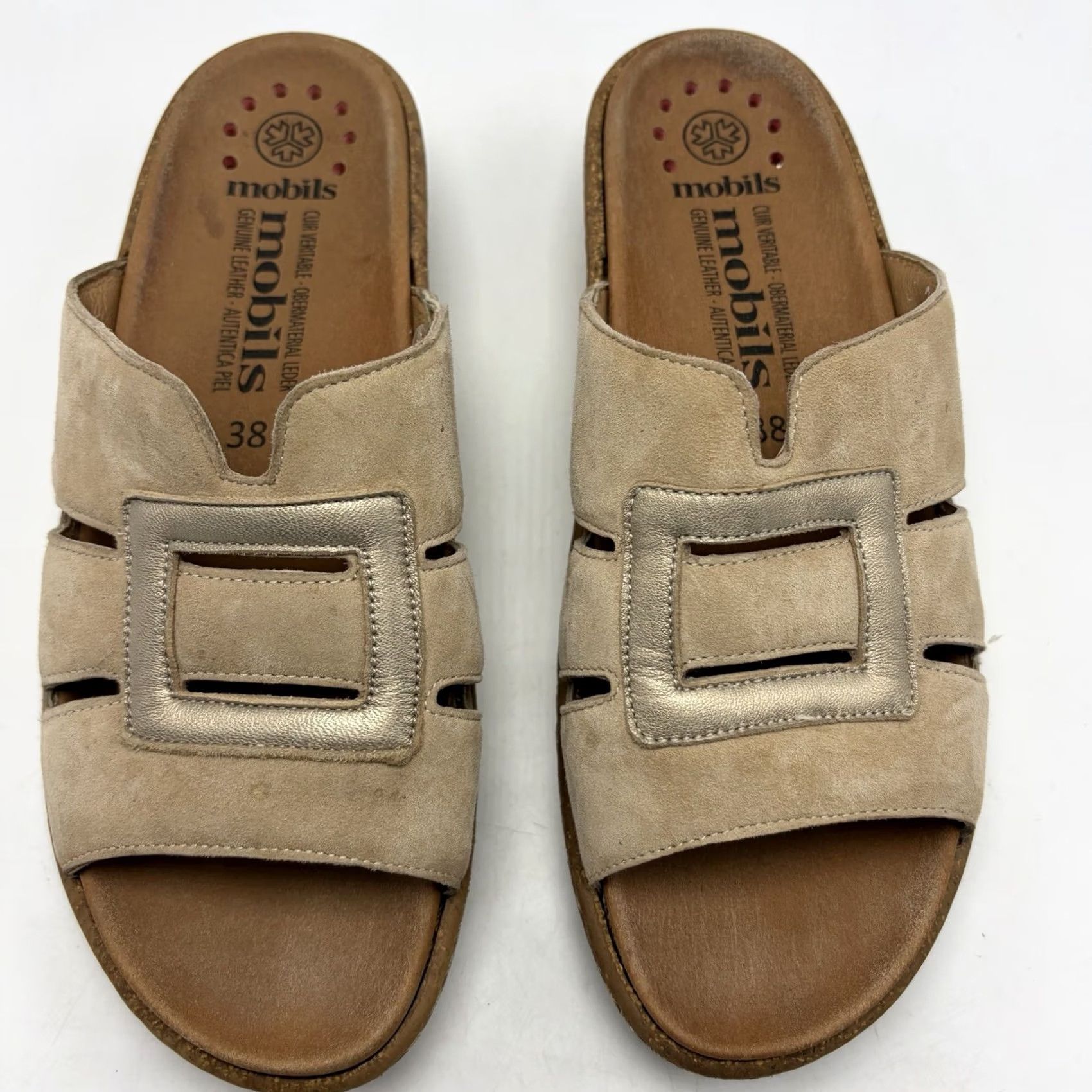 Mephisto Mephisto Helen Sandals Romee Slide Womens 8 Beige White Leather Slip On Comfort Casual Travel Size US 8 / IT 38 - 4 Thumbnail