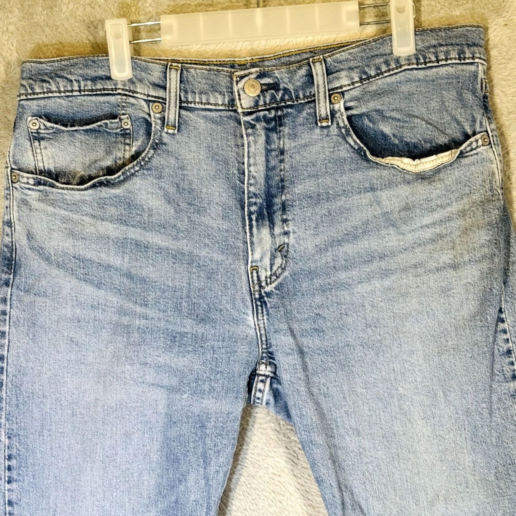Levi's Levi's 502 Jeans Mens 36x30 Blue Light Wash Tapered Stretch Denim Zip Fly Casual (Regular) Mens Size US 36 / EU 52 - 6 Thumbnail