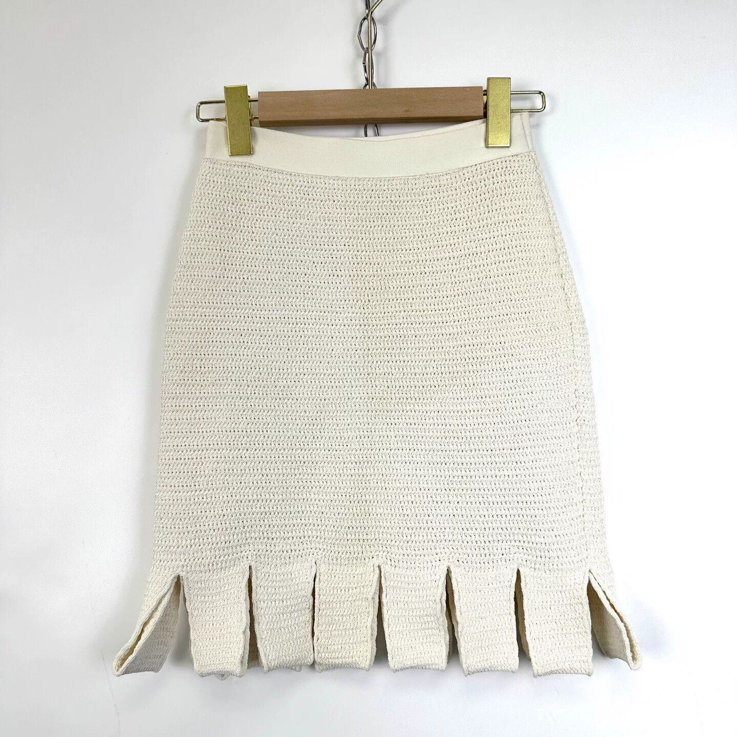 Bottega Veneta Bottega Venetta Beige Knit Pencil Skirt XS Size 34" / US 12 / IT 48 - 1 Thumbnail
