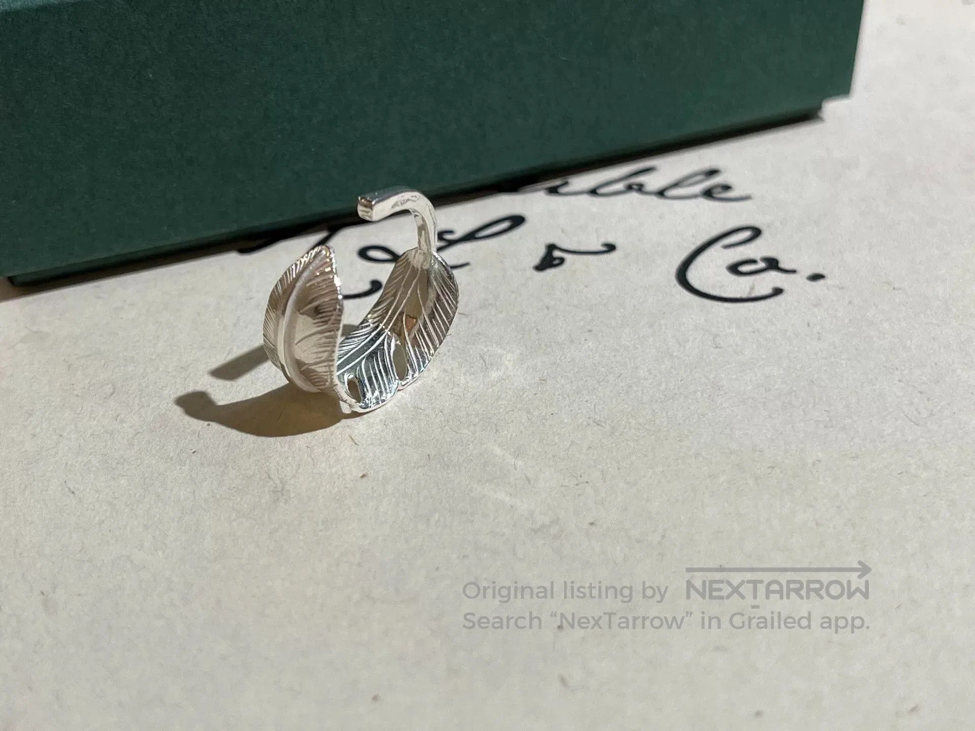Takumi elegant silver feather ring adjustable size. Size ONE SIZE - 1 Thumbnail